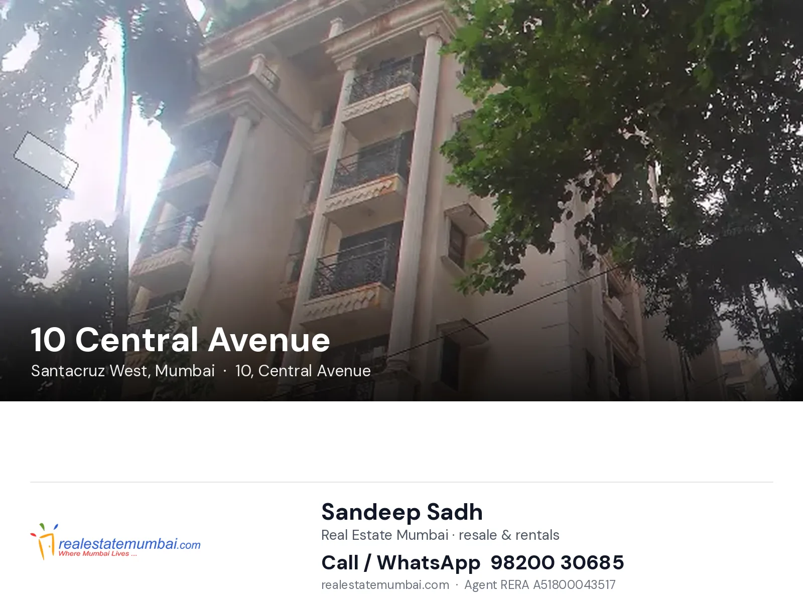 10 Central Avenue, Santacruz West, Mumbai — flats | Real Estate Mumbai, Sandeep Sadh 98200 30685