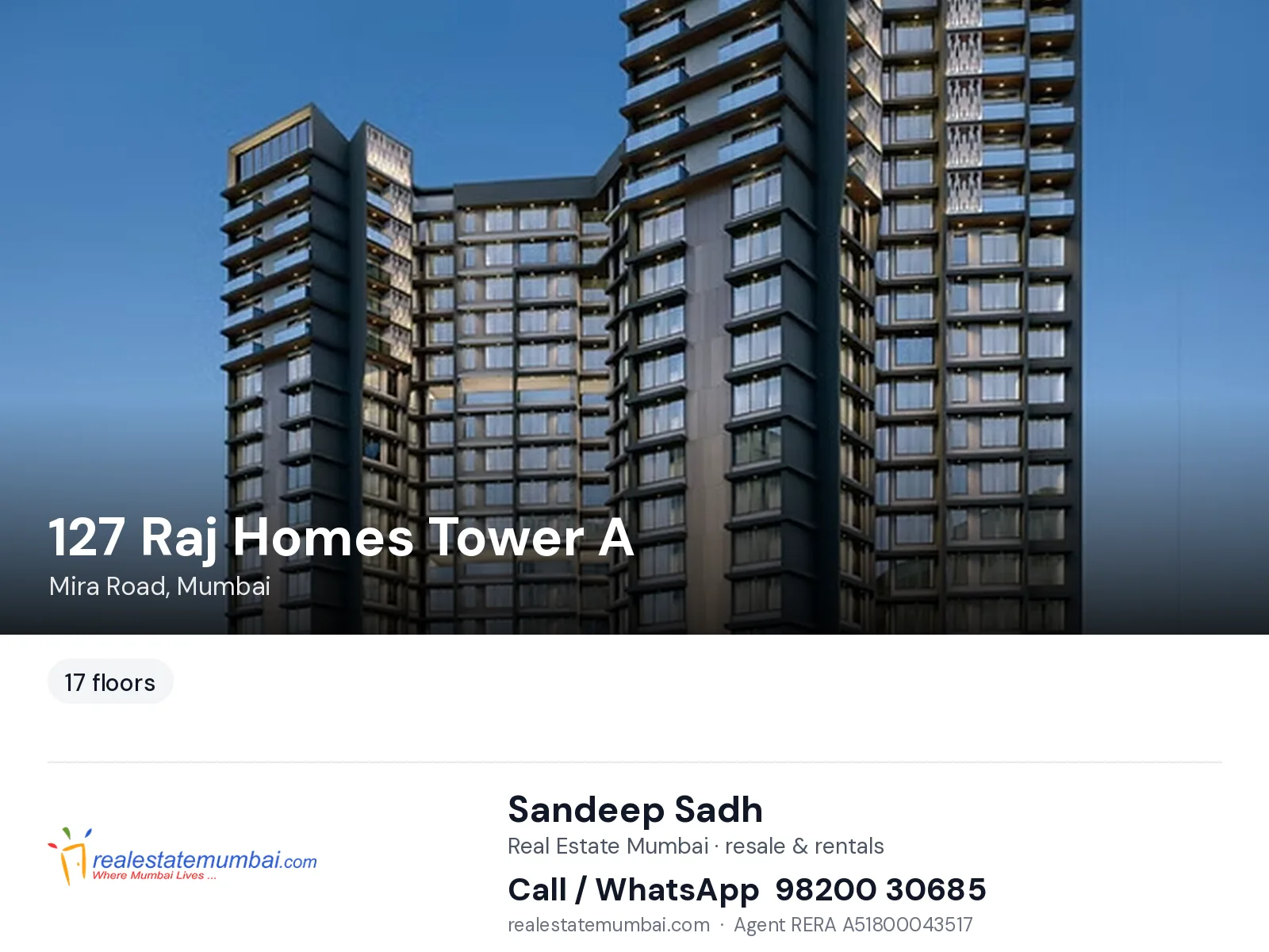 127 Raj Homes Tower A, Mira Road, Mumbai — flats | Real Estate Mumbai, Sandeep Sadh 98200 30685