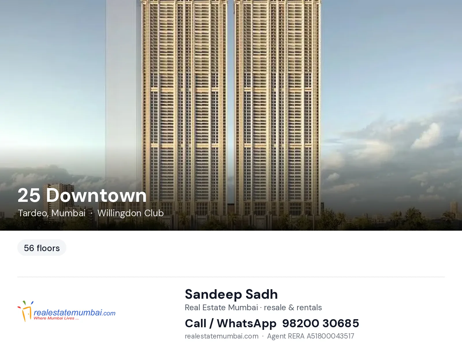 25 Downtown, Tardeo, Mumbai — flats | Real Estate Mumbai, Sandeep Sadh 98200 30685
