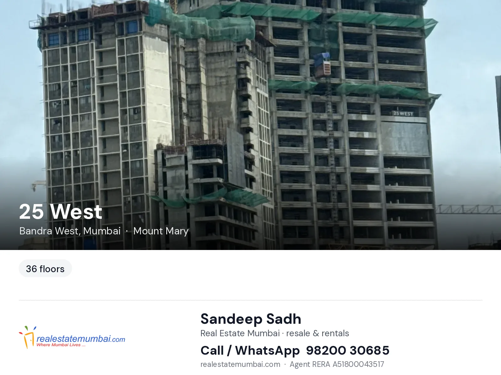 25 West, Bandra West, Mumbai — flats | Real Estate Mumbai, Sandeep Sadh 98200 30685