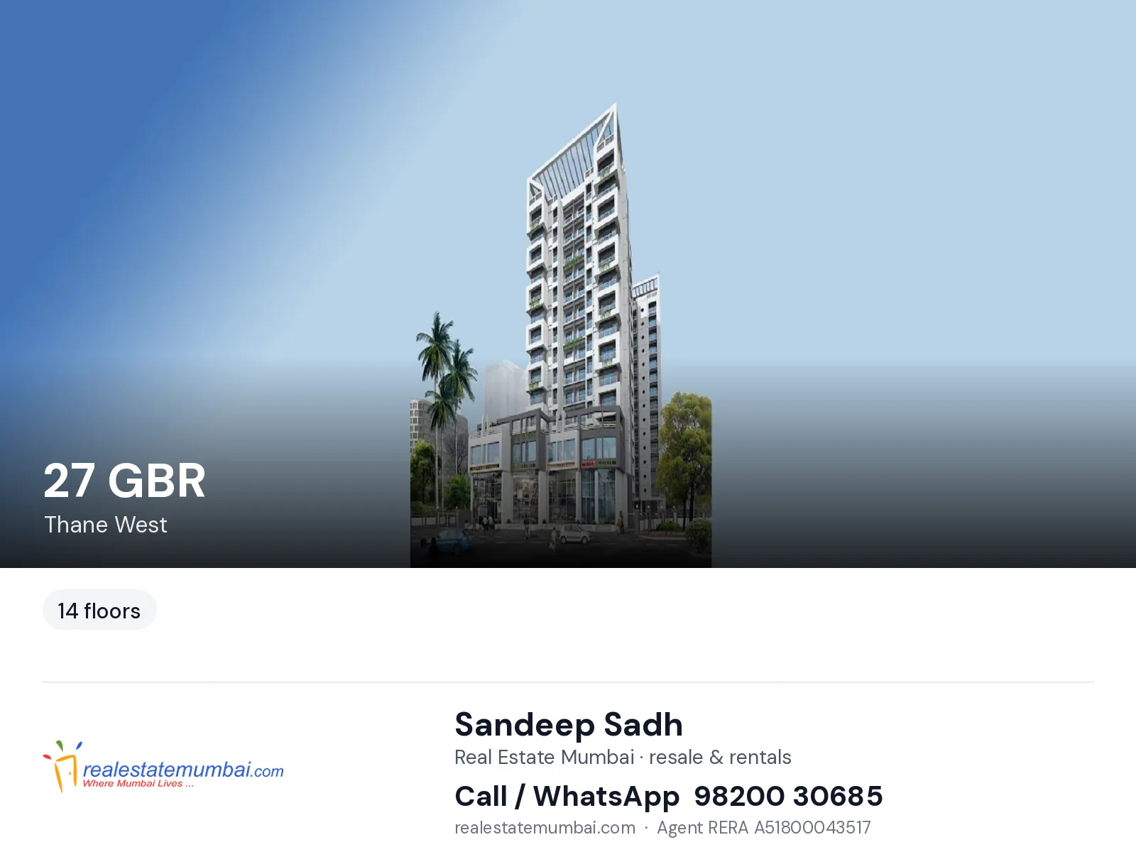 27 GBR, Thane West — flats | Real Estate Mumbai, Sandeep Sadh 98200 30685