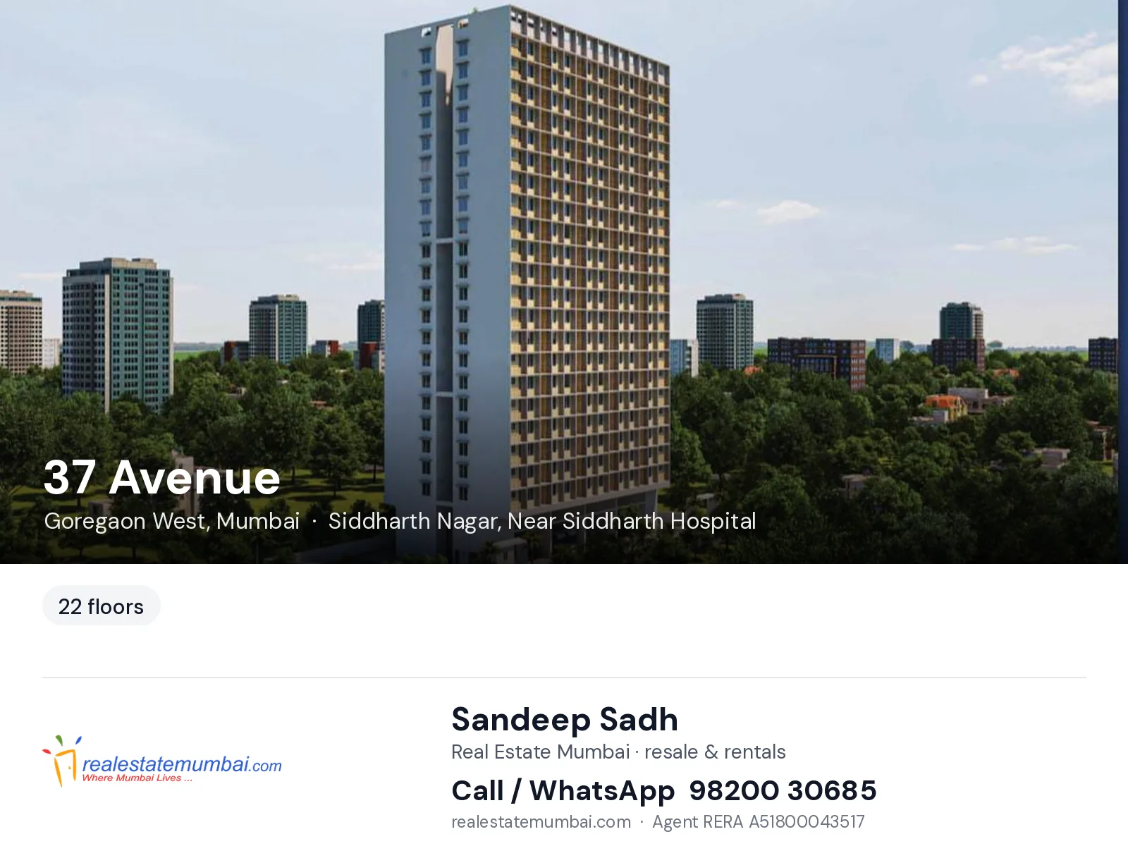 37 Avenue, Goregaon West, Mumbai — flats | Real Estate Mumbai, Sandeep Sadh 98200 30685