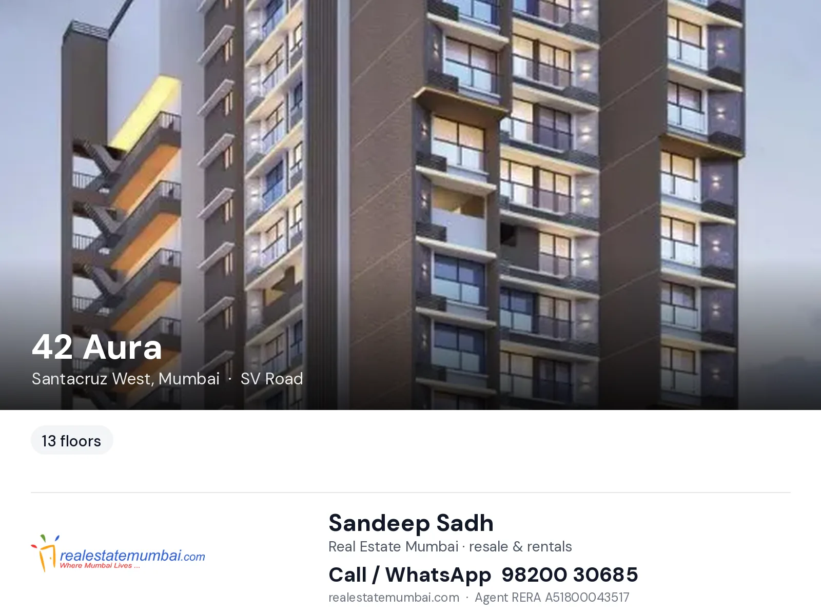 42 Aura, Santacruz West, Mumbai — flats | Real Estate Mumbai, Sandeep Sadh 98200 30685