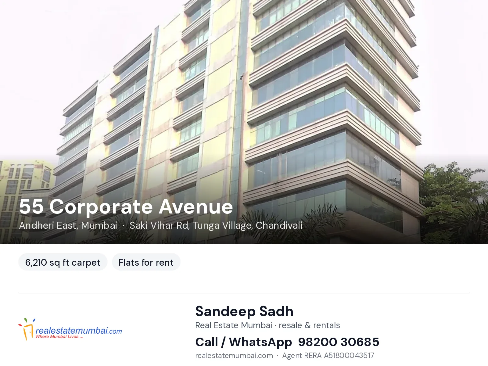 55 Corporate Avenue, Andheri East, Mumbai — flats for rent | Real Estate Mumbai, Sandeep Sadh 98200 30685