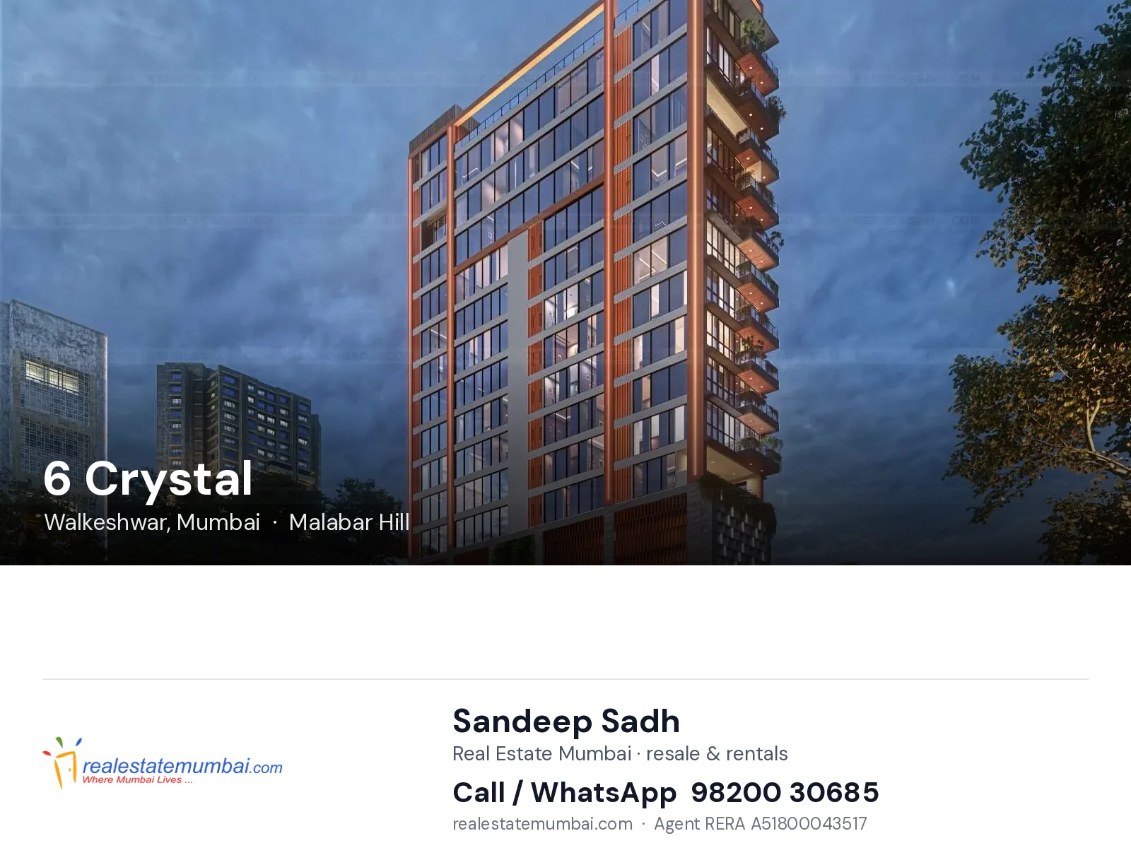 6 Crystal, Walkeshwar, Mumbai — flats | Real Estate Mumbai, Sandeep Sadh 98200 30685