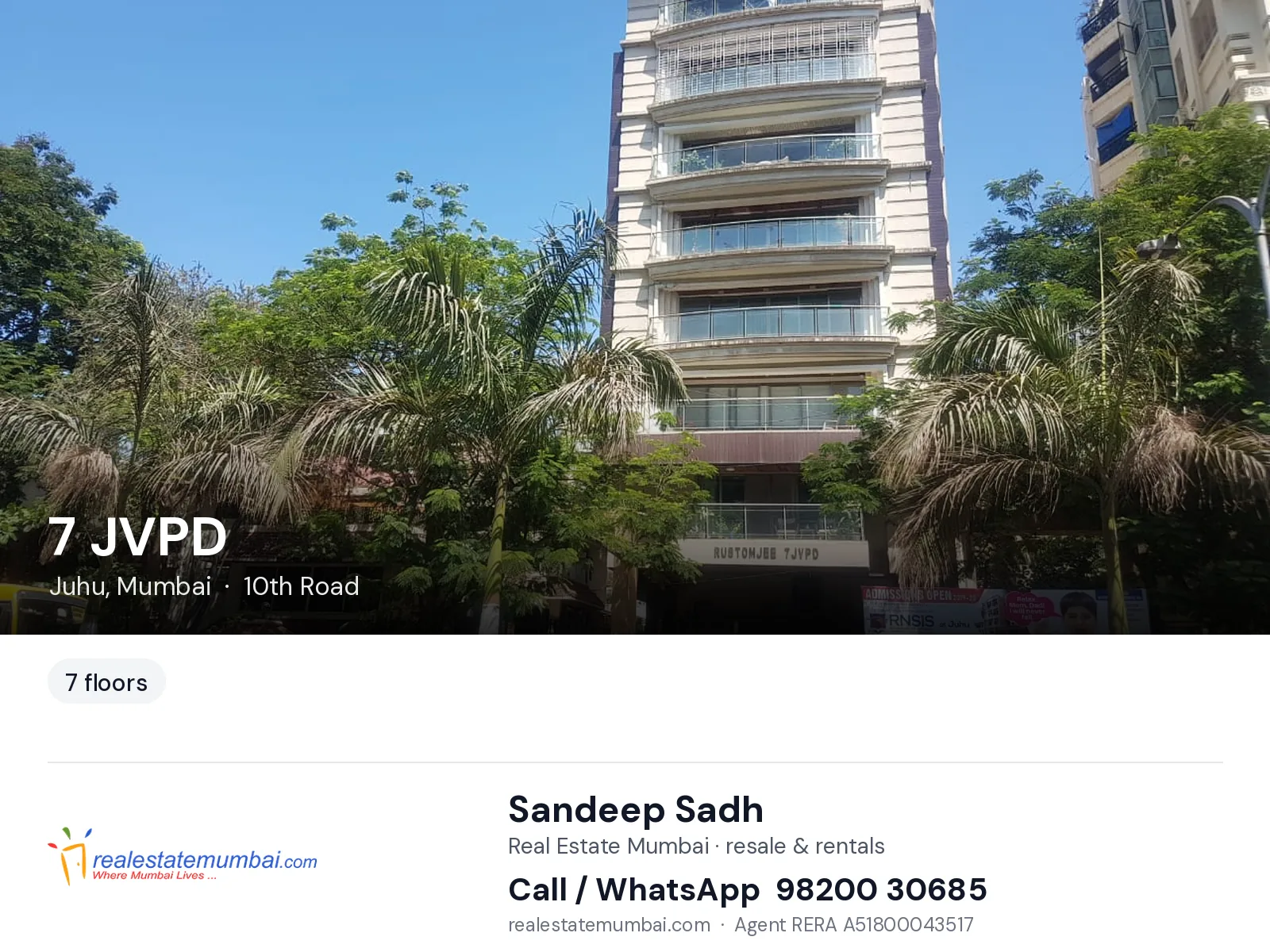 7 JVPD, Juhu, Mumbai — flats | Real Estate Mumbai, Sandeep Sadh 98200 30685