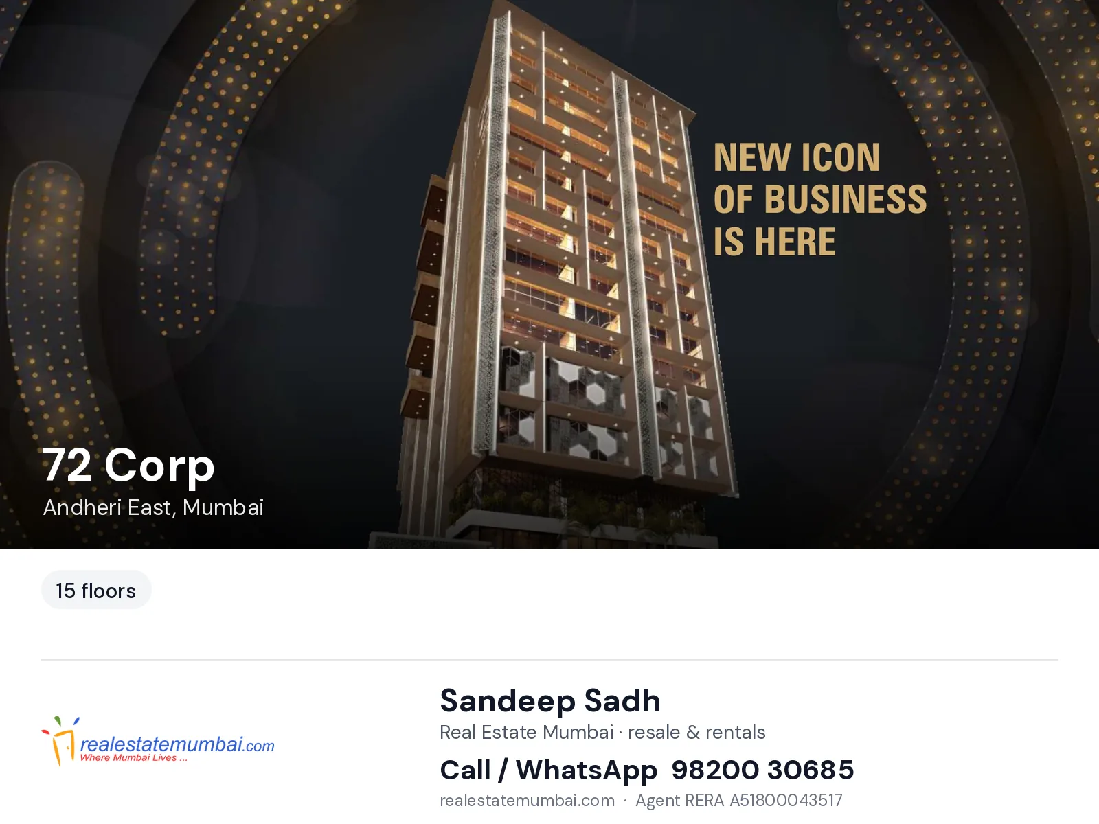 72 Corp, Andheri East, Mumbai — flats | Real Estate Mumbai, Sandeep Sadh 98200 30685