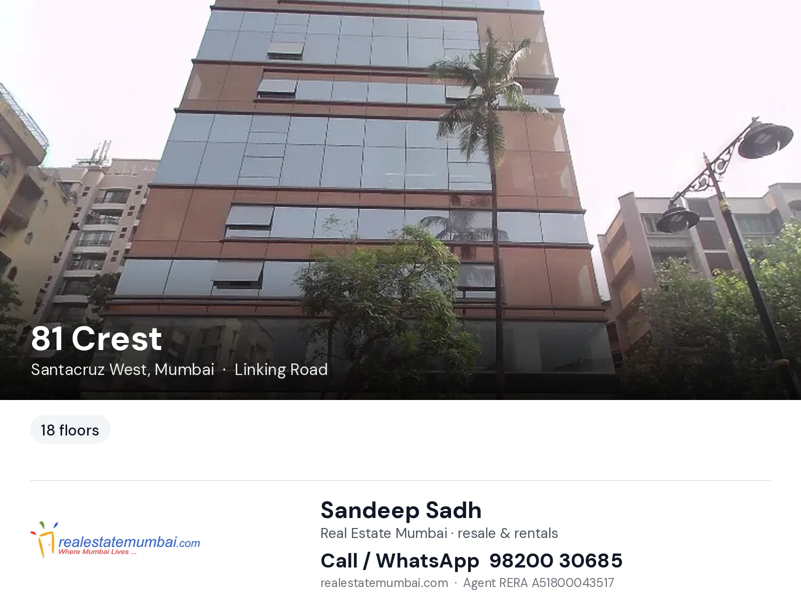 81 Crest, Santacruz West, Mumbai — flats | Real Estate Mumbai, Sandeep Sadh 98200 30685