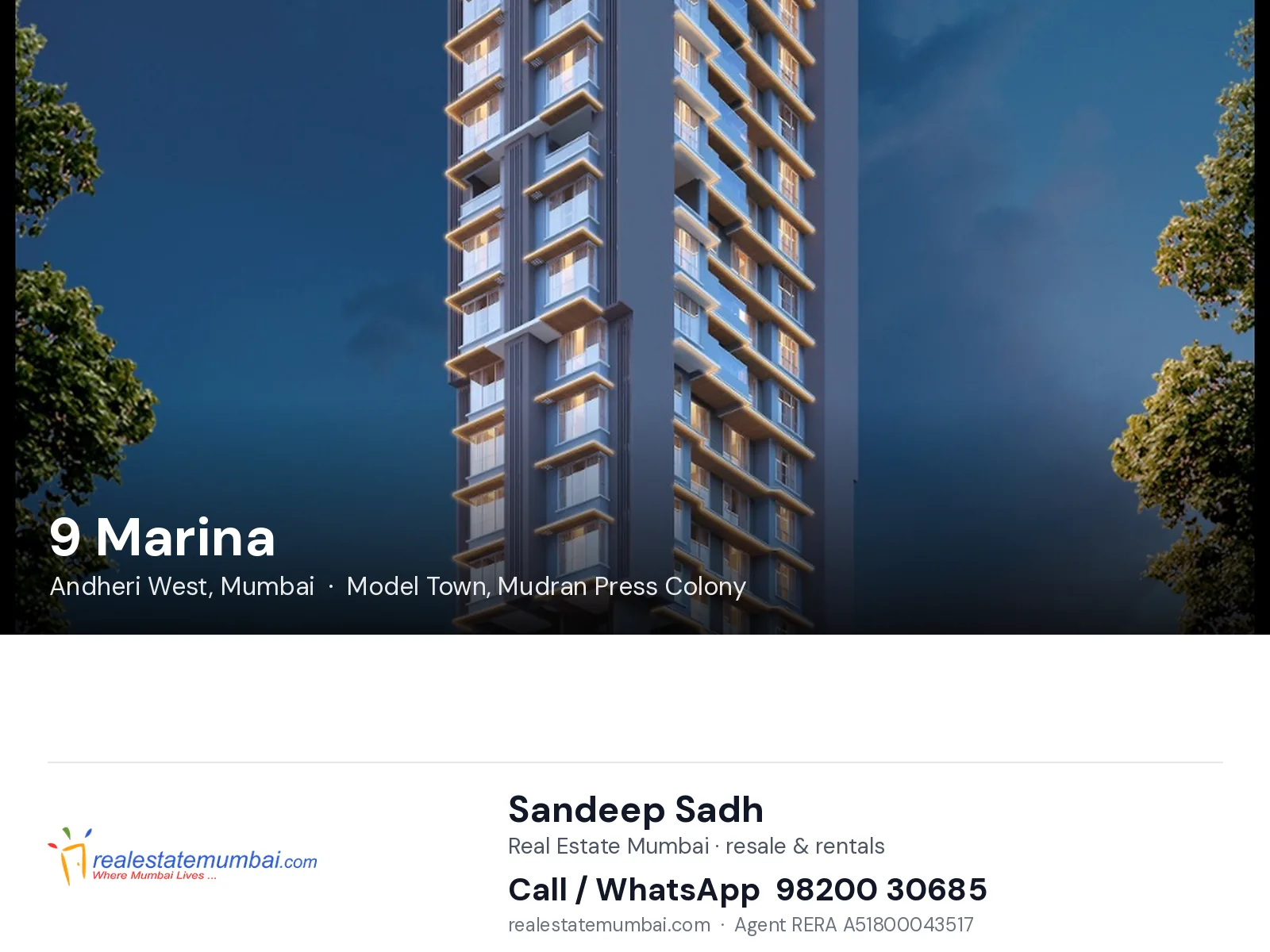 9 Marina, Andheri West, Mumbai — flats | Real Estate Mumbai, Sandeep Sadh 98200 30685