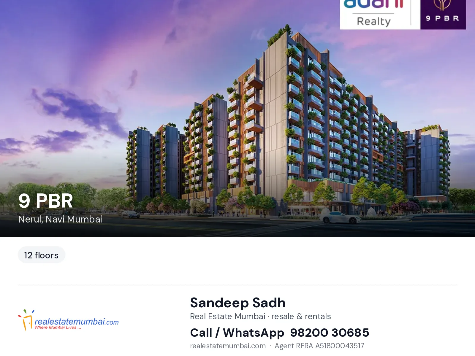 9 PBR, Nerul, Navi Mumbai — flats | Real Estate Mumbai, Sandeep Sadh 98200 30685