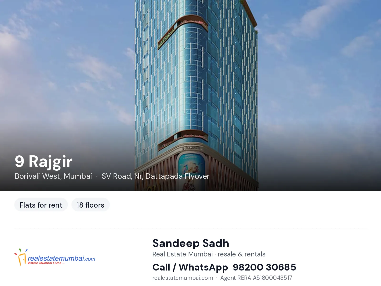 9 Rajgir, Borivali West, Mumbai — flats for rent | Real Estate Mumbai, Sandeep Sadh 98200 30685