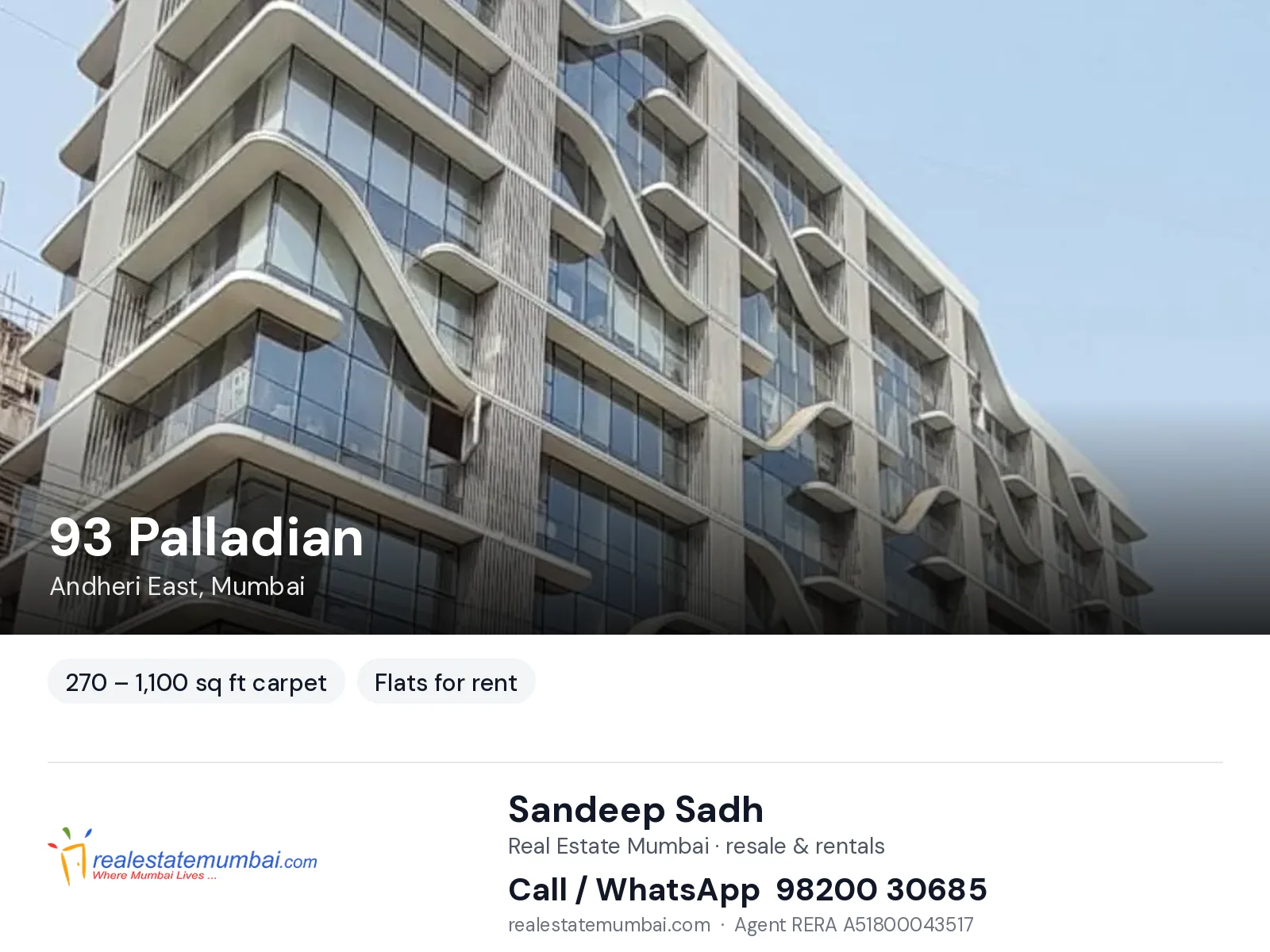 93 Palladian, Andheri East, Mumbai — flats for rent | Real Estate Mumbai, Sandeep Sadh 98200 30685
