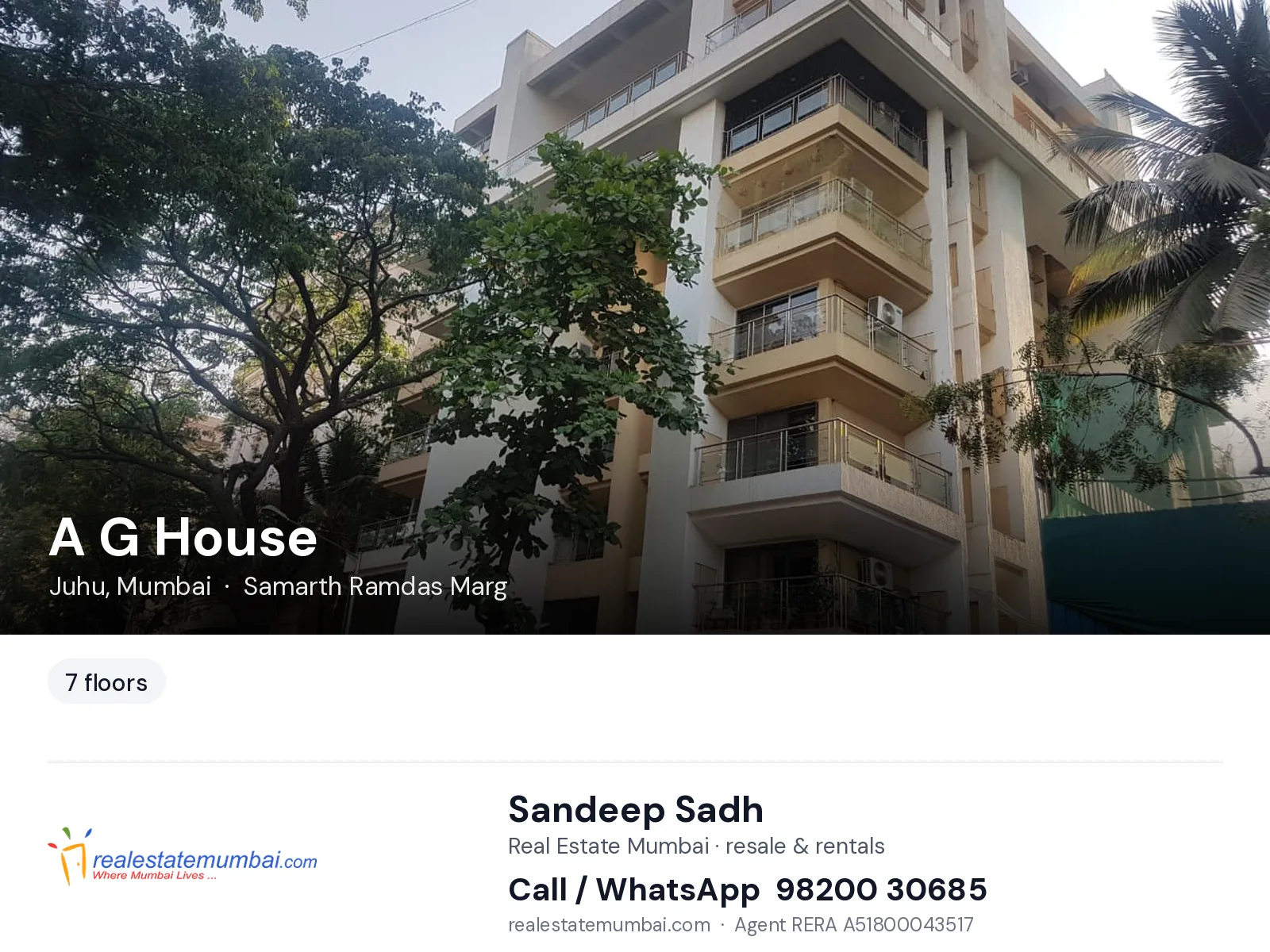 A G House, Juhu, Mumbai — flats | Real Estate Mumbai, Sandeep Sadh 98200 30685