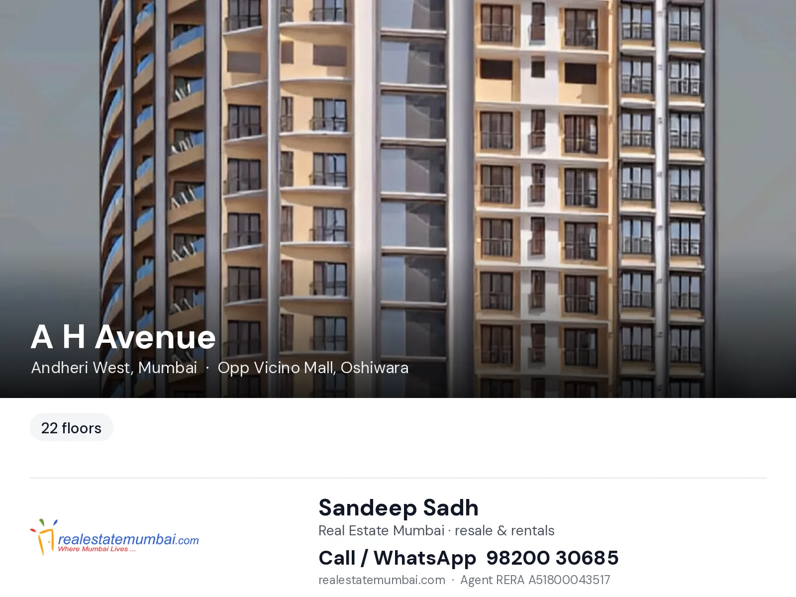 A H Avenue, Andheri West, Mumbai — flats | Real Estate Mumbai, Sandeep Sadh 98200 30685