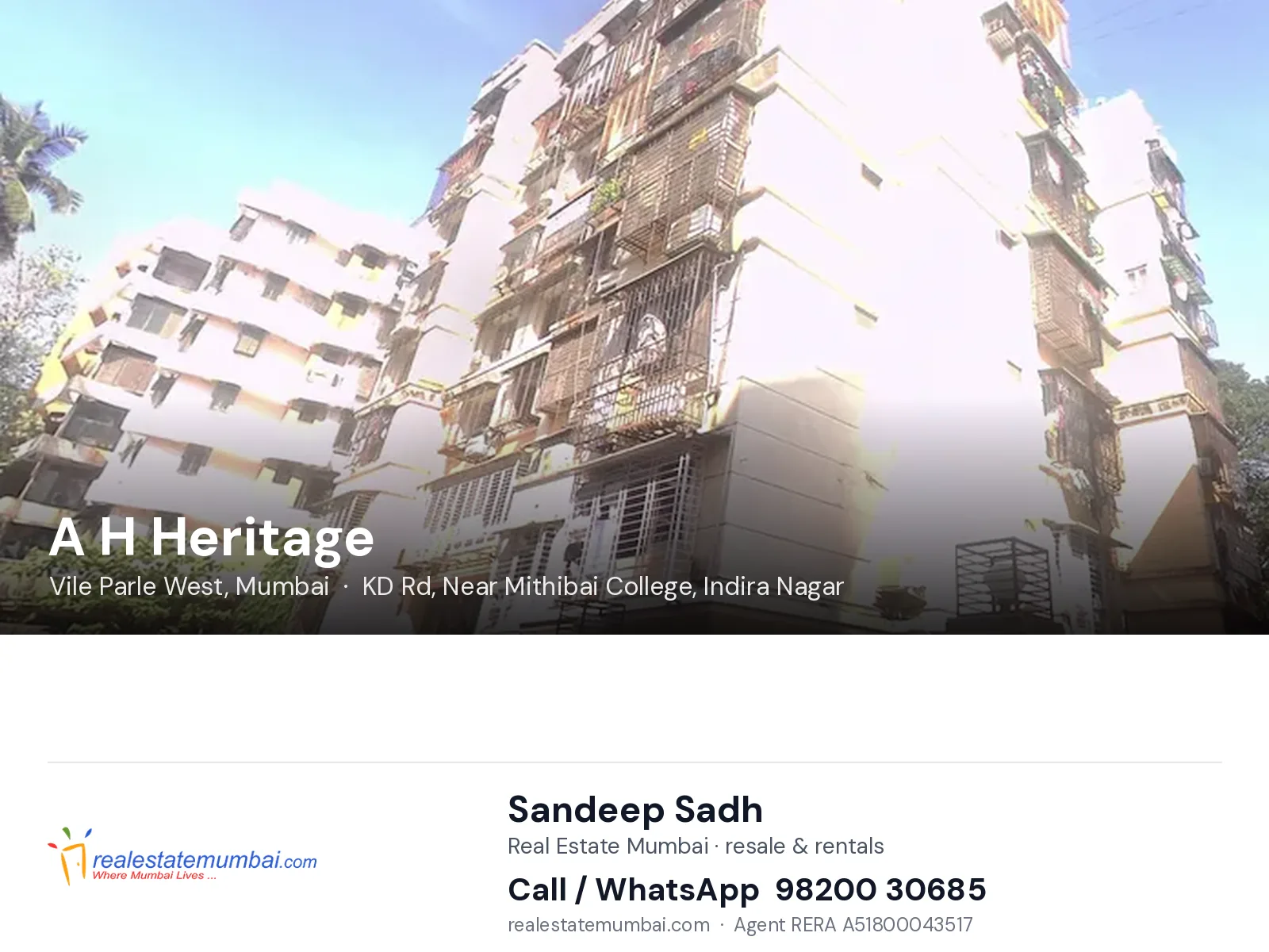 A H Heritage, Vile Parle West, Mumbai — flats | Real Estate Mumbai, Sandeep Sadh 98200 30685