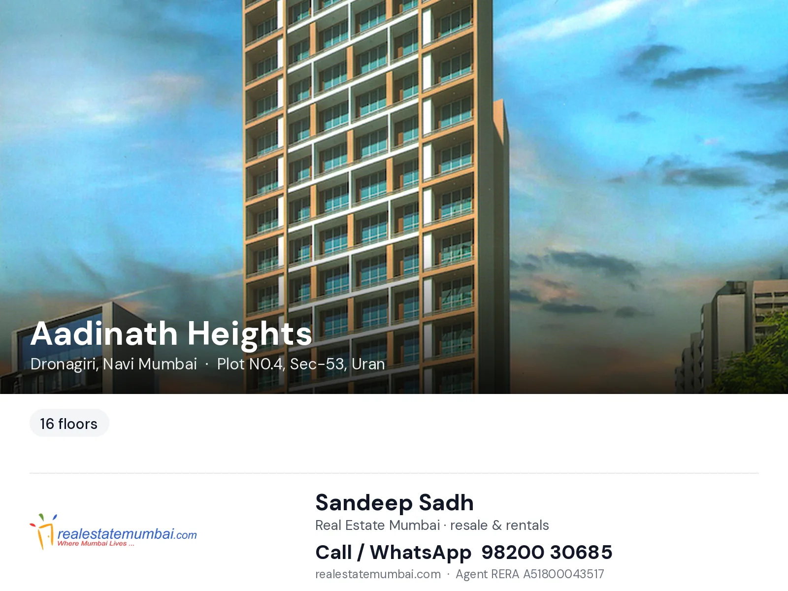 Aadinath Heights, Dronagiri, Navi Mumbai — flats | Real Estate Mumbai, Sandeep Sadh 98200 30685