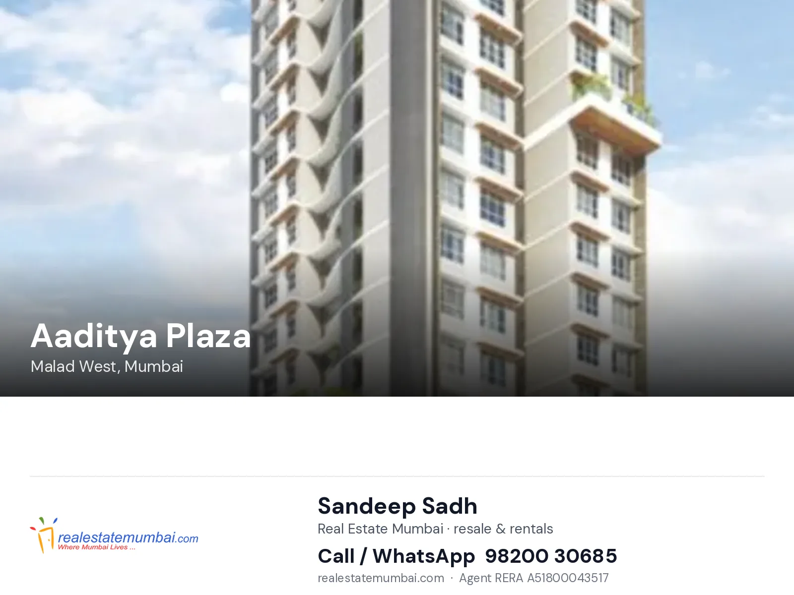 Aaditya Plaza, Malad West, Mumbai — flats | Real Estate Mumbai, Sandeep Sadh 98200 30685