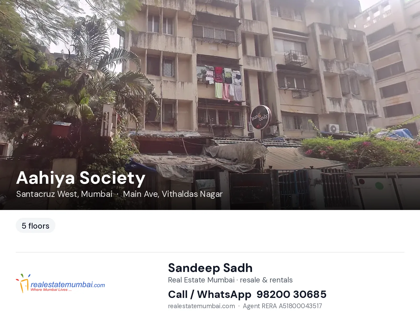 Aahiya Society, Santacruz West, Mumbai — flats | Real Estate Mumbai, Sandeep Sadh 98200 30685