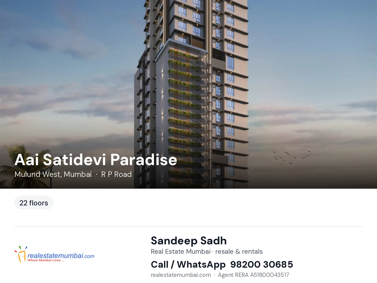 Aai Satidevi Paradise, Mulund West, Mumbai — flats | Real Estate Mumbai, Sandeep Sadh 98200 30685