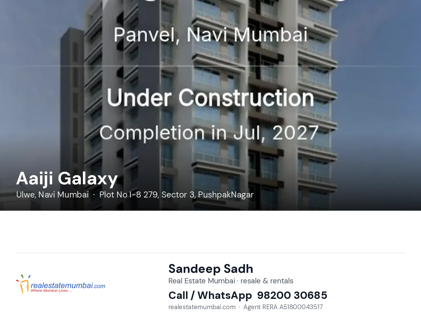 Aaiji Galaxy, Ulwe, Navi Mumbai — flats | Real Estate Mumbai, Sandeep Sadh 98200 30685