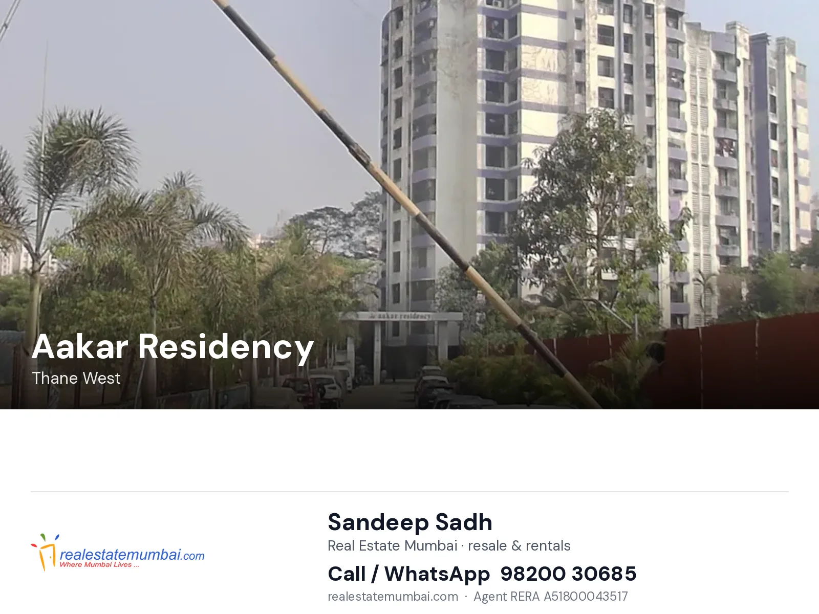 Aakar Residency, Thane West — flats | Real Estate Mumbai, Sandeep Sadh 98200 30685