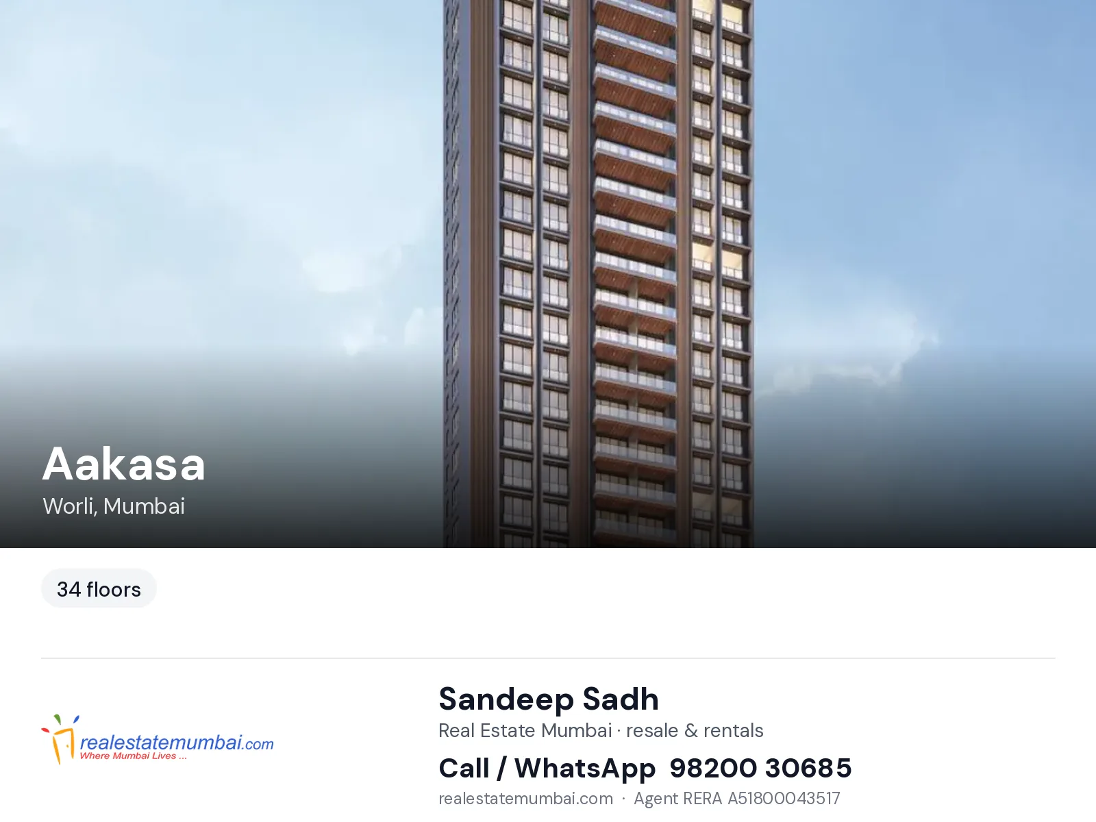 Aakasa, Worli, Mumbai — flats | Real Estate Mumbai, Sandeep Sadh 98200 30685