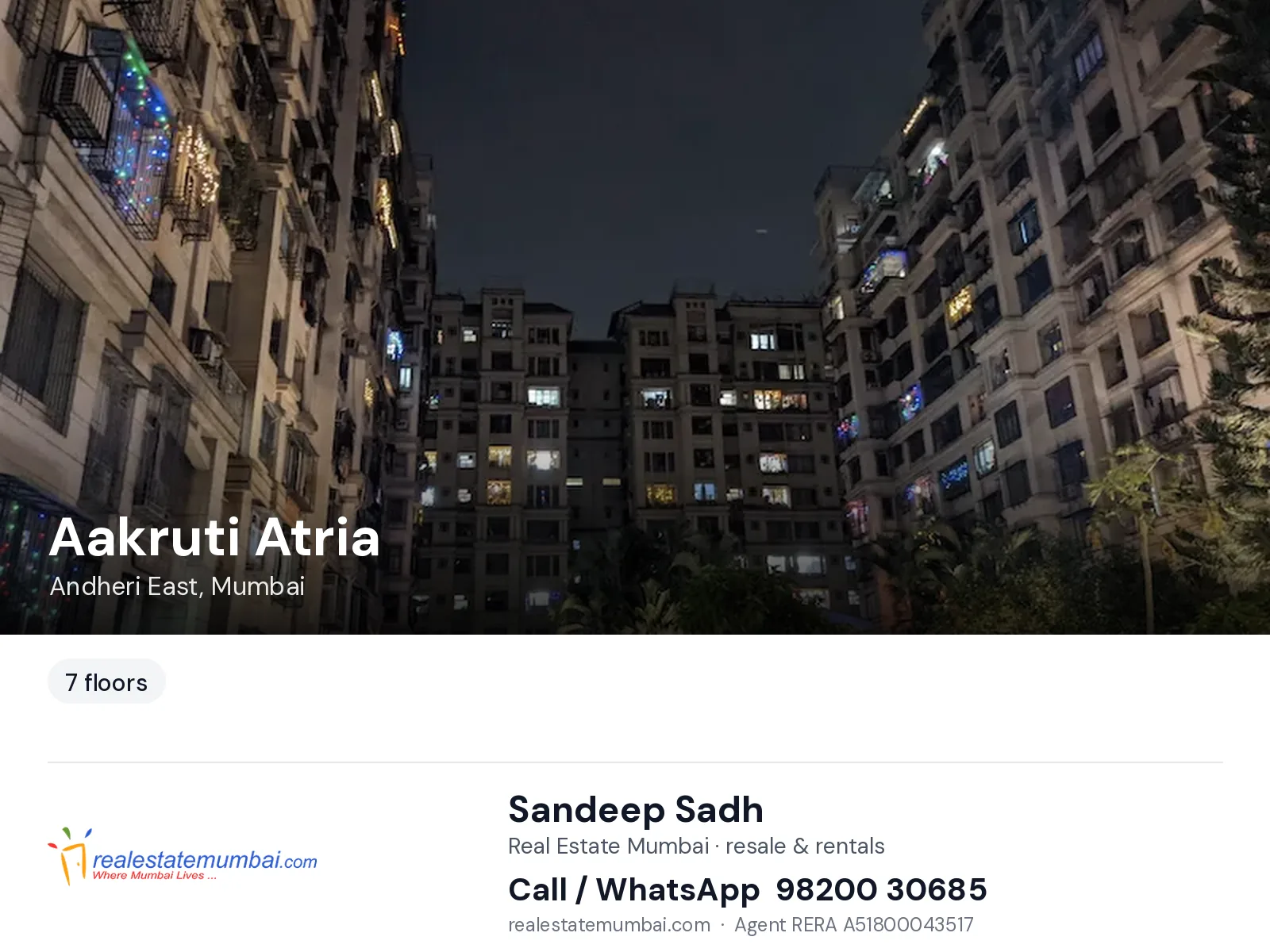 Aakruti Atria, Andheri East, Mumbai — flats | Real Estate Mumbai, Sandeep Sadh 98200 30685