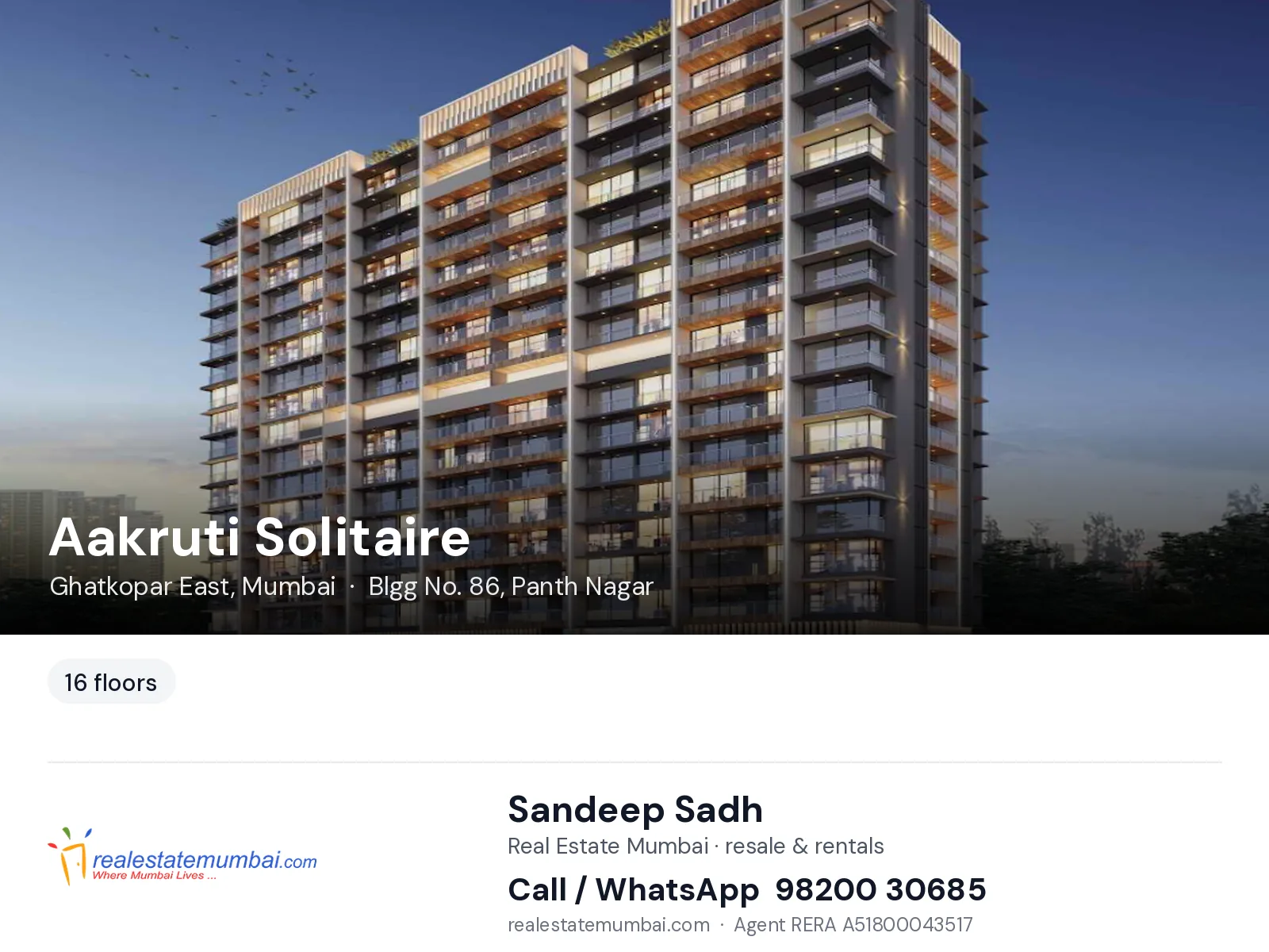 Aakruti Solitaire, Ghatkopar East, Mumbai — flats | Real Estate Mumbai, Sandeep Sadh 98200 30685