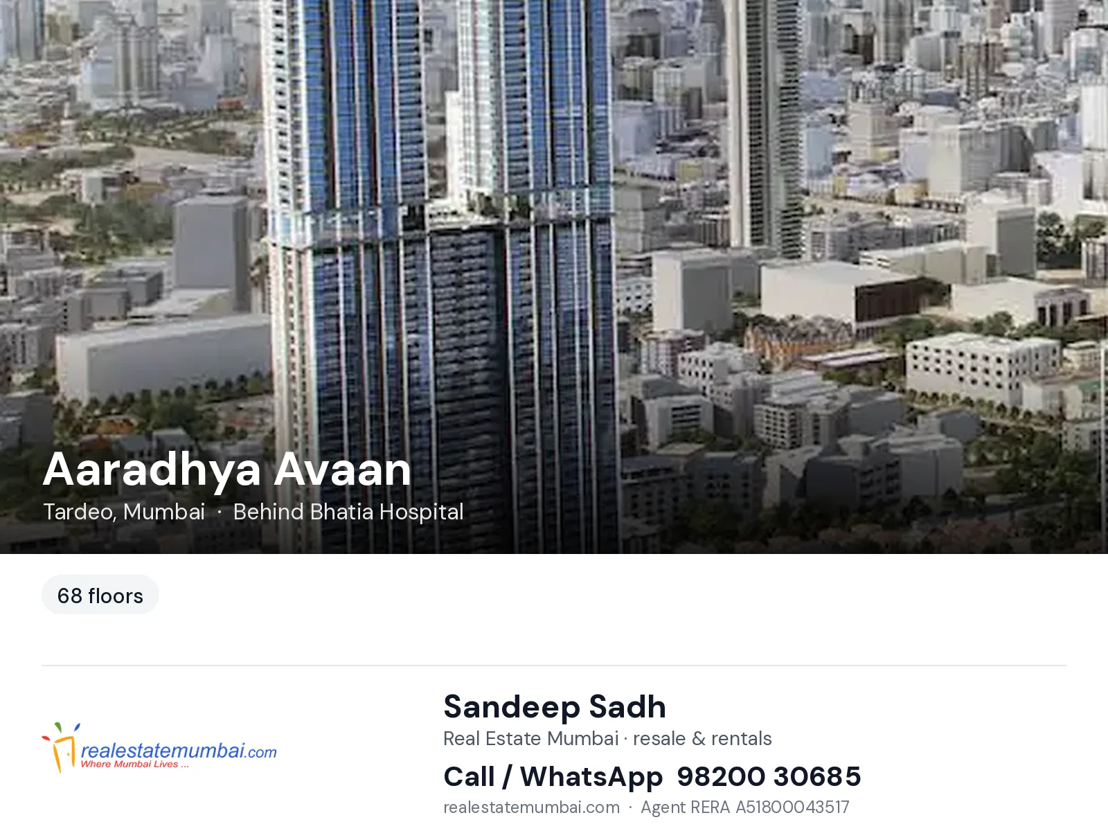 Aaradhya Avaan, Tardeo, Mumbai — flats | Real Estate Mumbai, Sandeep Sadh 98200 30685