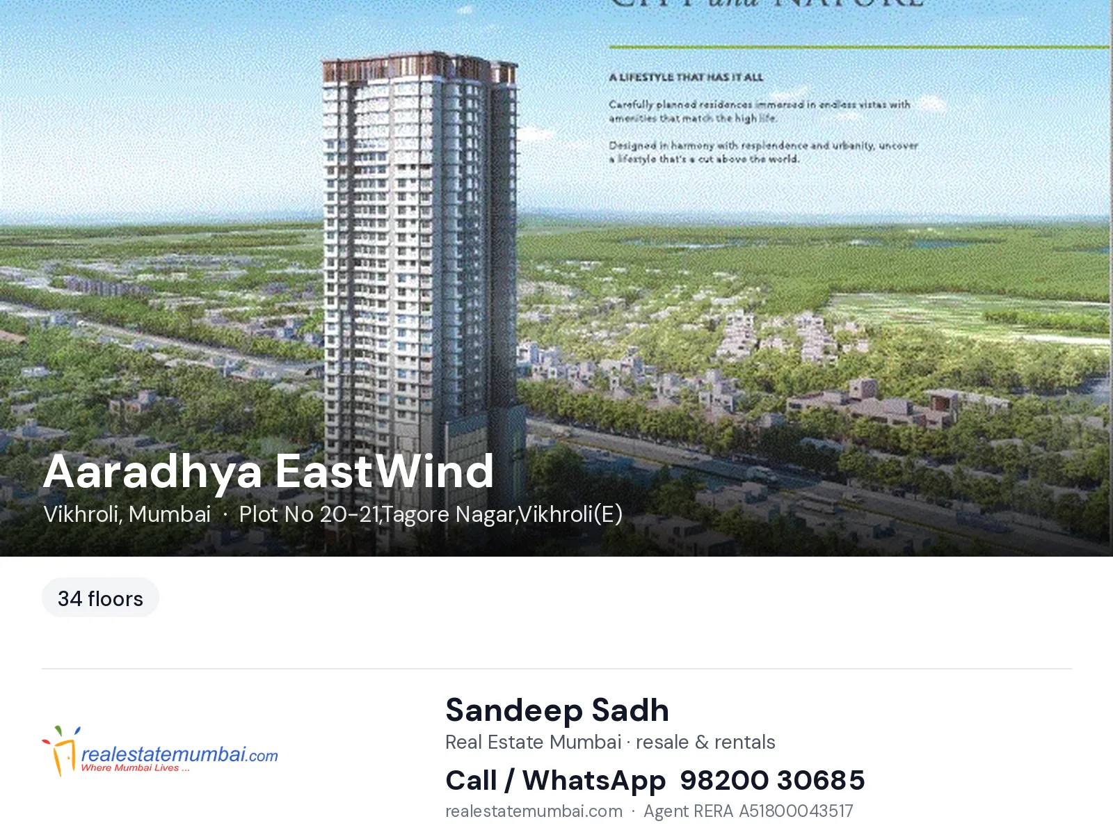 Aaradhya EastWind, Vikhroli, Mumbai — flats | Real Estate Mumbai, Sandeep Sadh 98200 30685