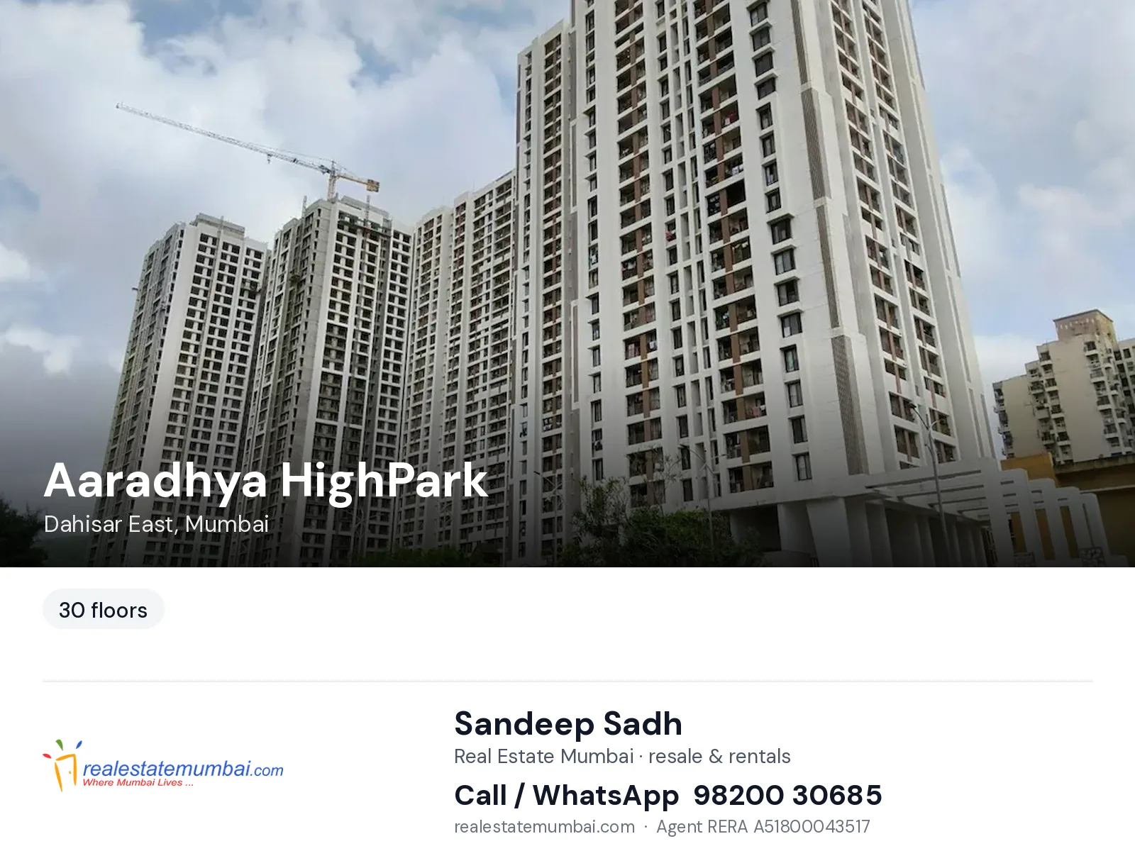 Aaradhya HighPark, Dahisar East, Mumbai — flats | Real Estate Mumbai, Sandeep Sadh 98200 30685