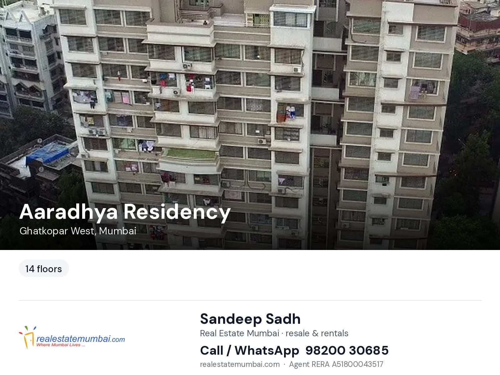 Aaradhya Residency, Ghatkopar West, Mumbai — flats | Real Estate Mumbai, Sandeep Sadh 98200 30685
