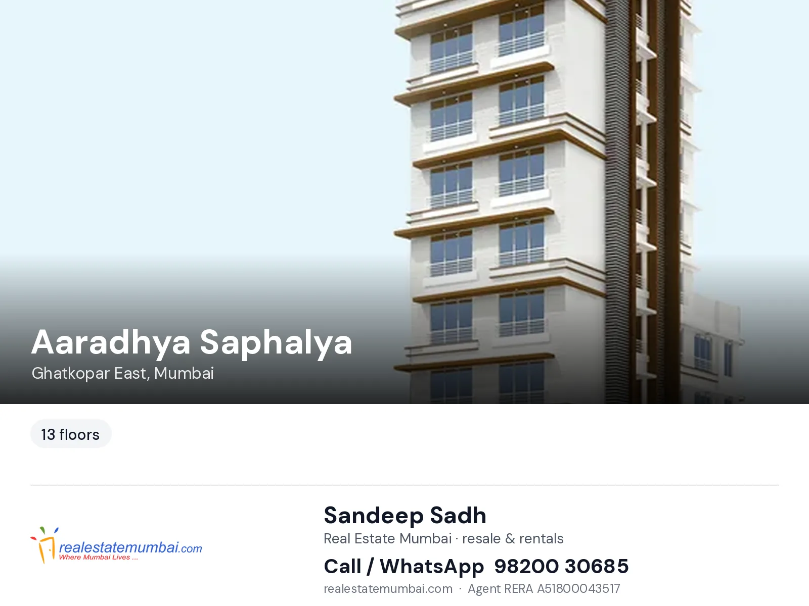 Aaradhya Saphalya, Ghatkopar East, Mumbai — flats | Real Estate Mumbai, Sandeep Sadh 98200 30685