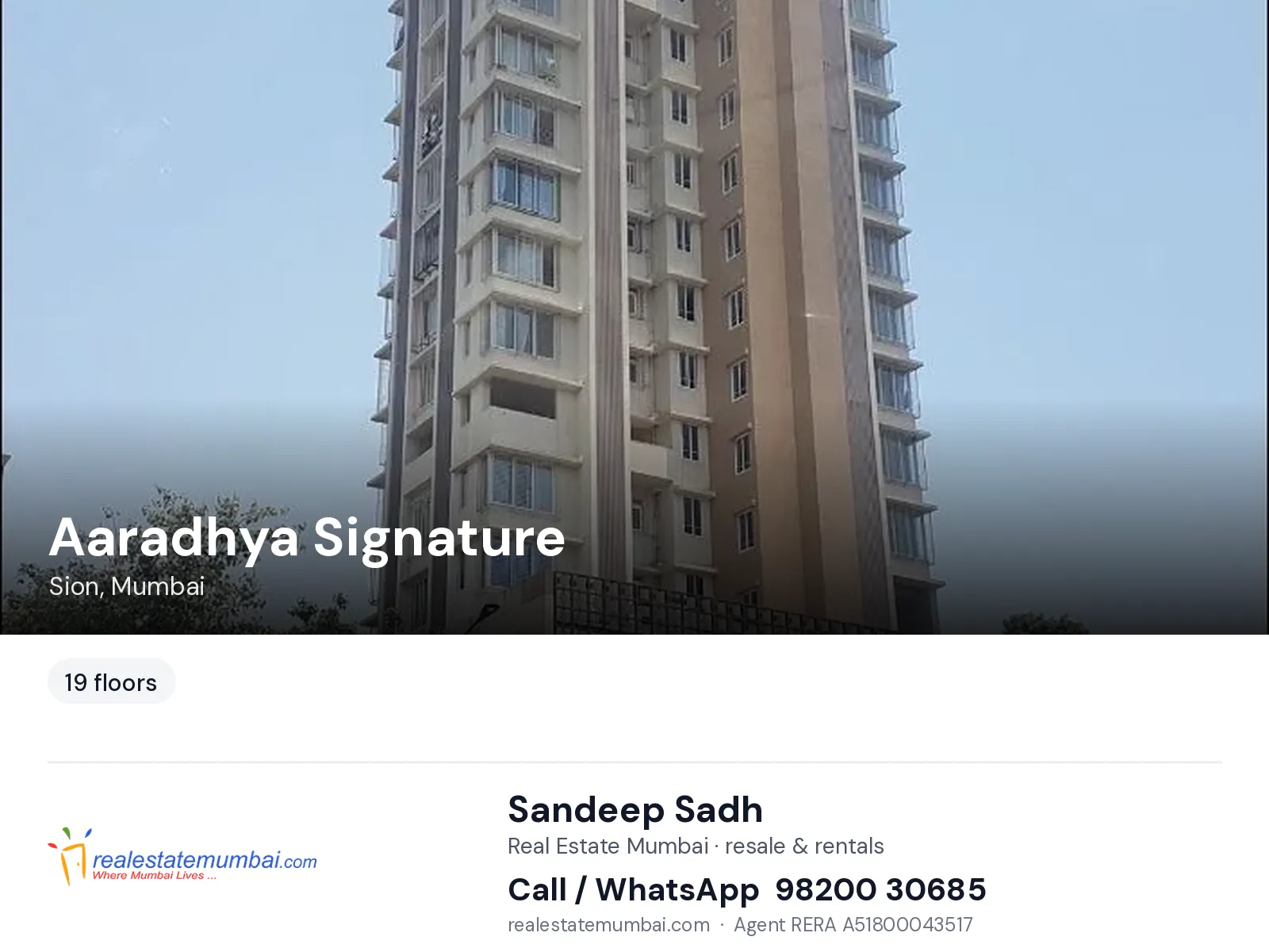 Aaradhya Signature, Sion, Mumbai — flats | Real Estate Mumbai, Sandeep Sadh 98200 30685