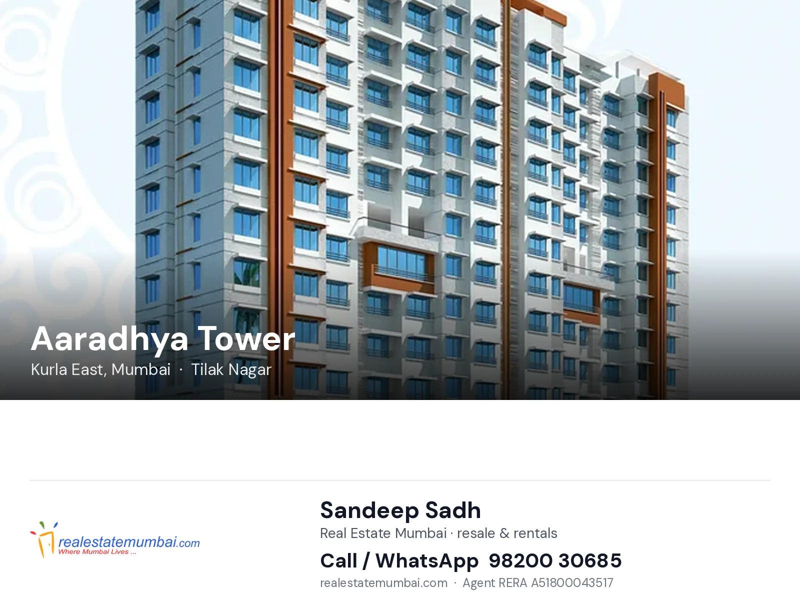 Aaradhya Tower, Kurla East, Mumbai — flats | Real Estate Mumbai, Sandeep Sadh 98200 30685