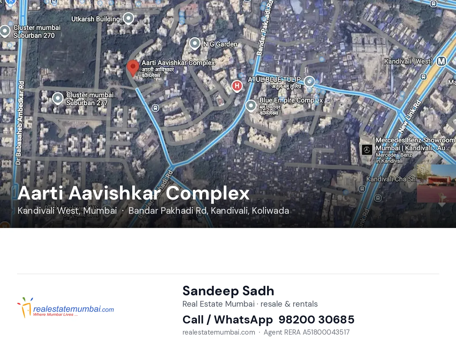 Aarti Aavishkar Complex, Kandivali West, Mumbai — flats | Real Estate Mumbai, Sandeep Sadh 98200 30685