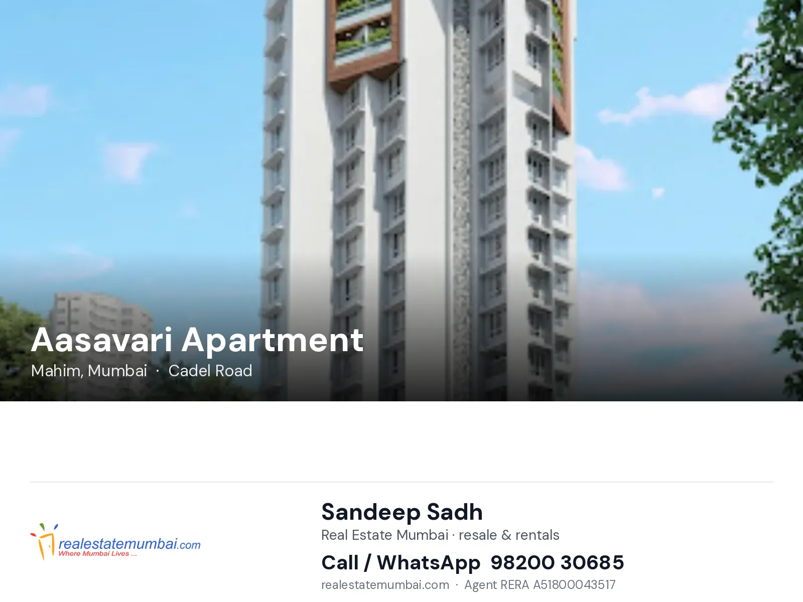 Aasavari Apartment, Mahim, Mumbai — flats | Real Estate Mumbai, Sandeep Sadh 98200 30685