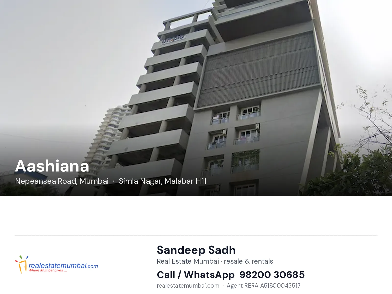 Aashiana, Nepeansea Road, Mumbai — flats | Real Estate Mumbai, Sandeep Sadh 98200 30685