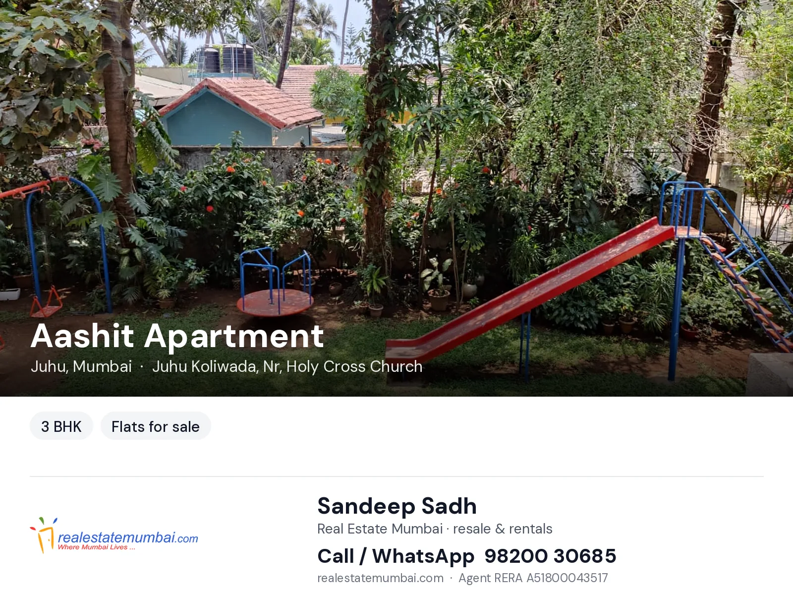 Aashit Apartment, Juhu, Mumbai — 3 BHK flats for sale | Real Estate Mumbai, Sandeep Sadh 98200 30685