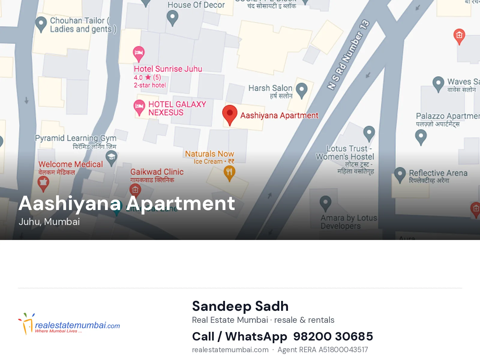 Aashiyana Apartment, Juhu, Mumbai — flats | Real Estate Mumbai, Sandeep Sadh 98200 30685