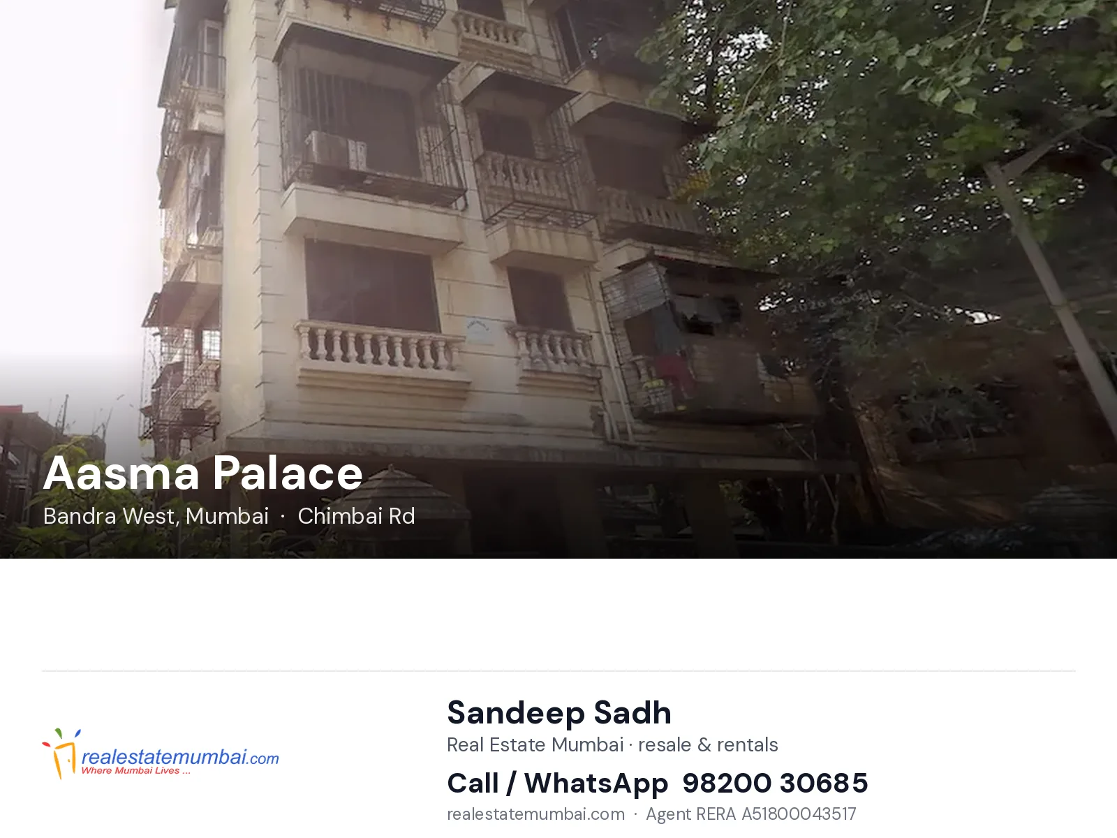 Aasma Palace, Bandra West, Mumbai — flats | Real Estate Mumbai, Sandeep Sadh 98200 30685