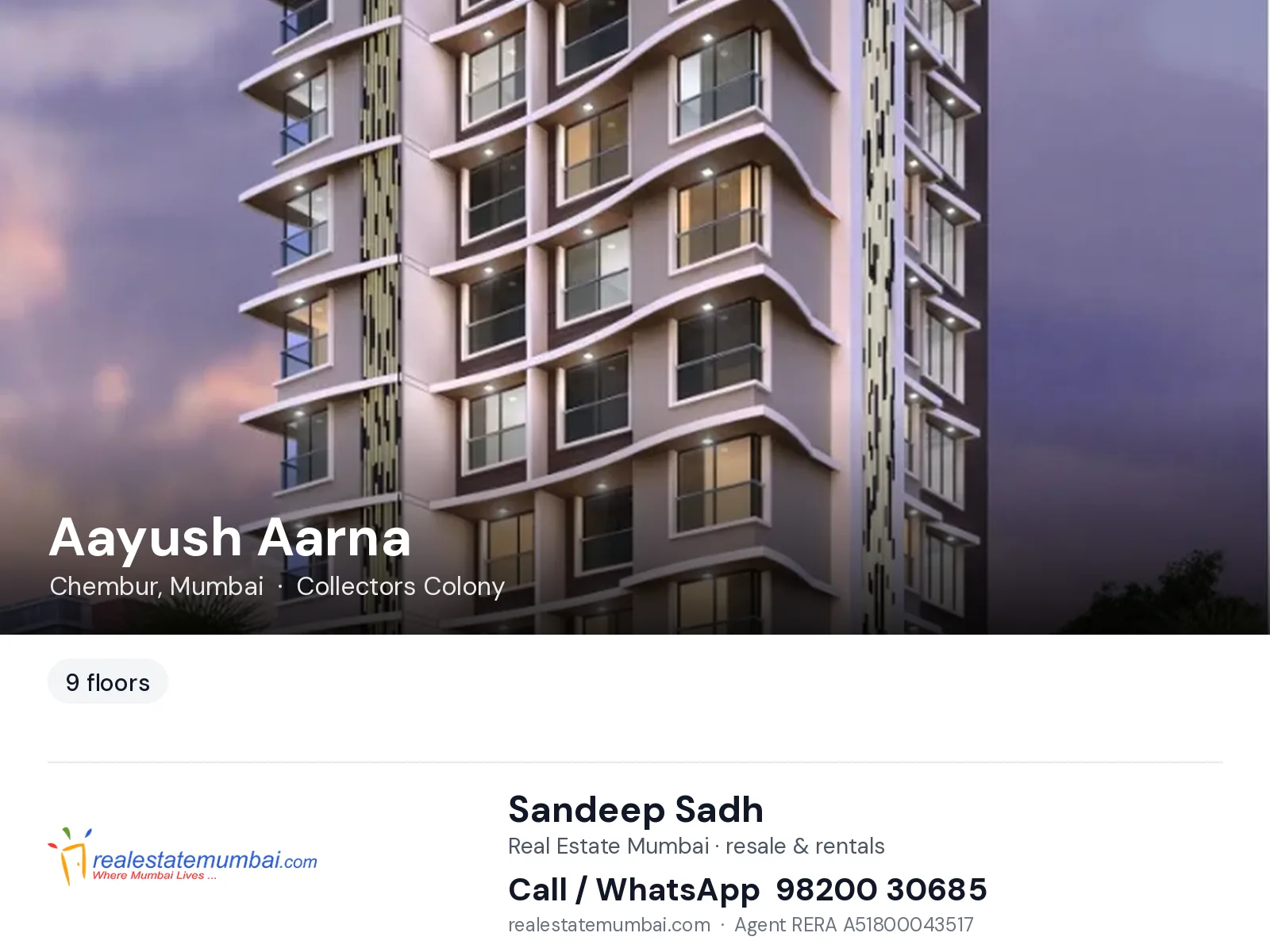 Aayush Aarna, Chembur, Mumbai — flats | Real Estate Mumbai, Sandeep Sadh 98200 30685