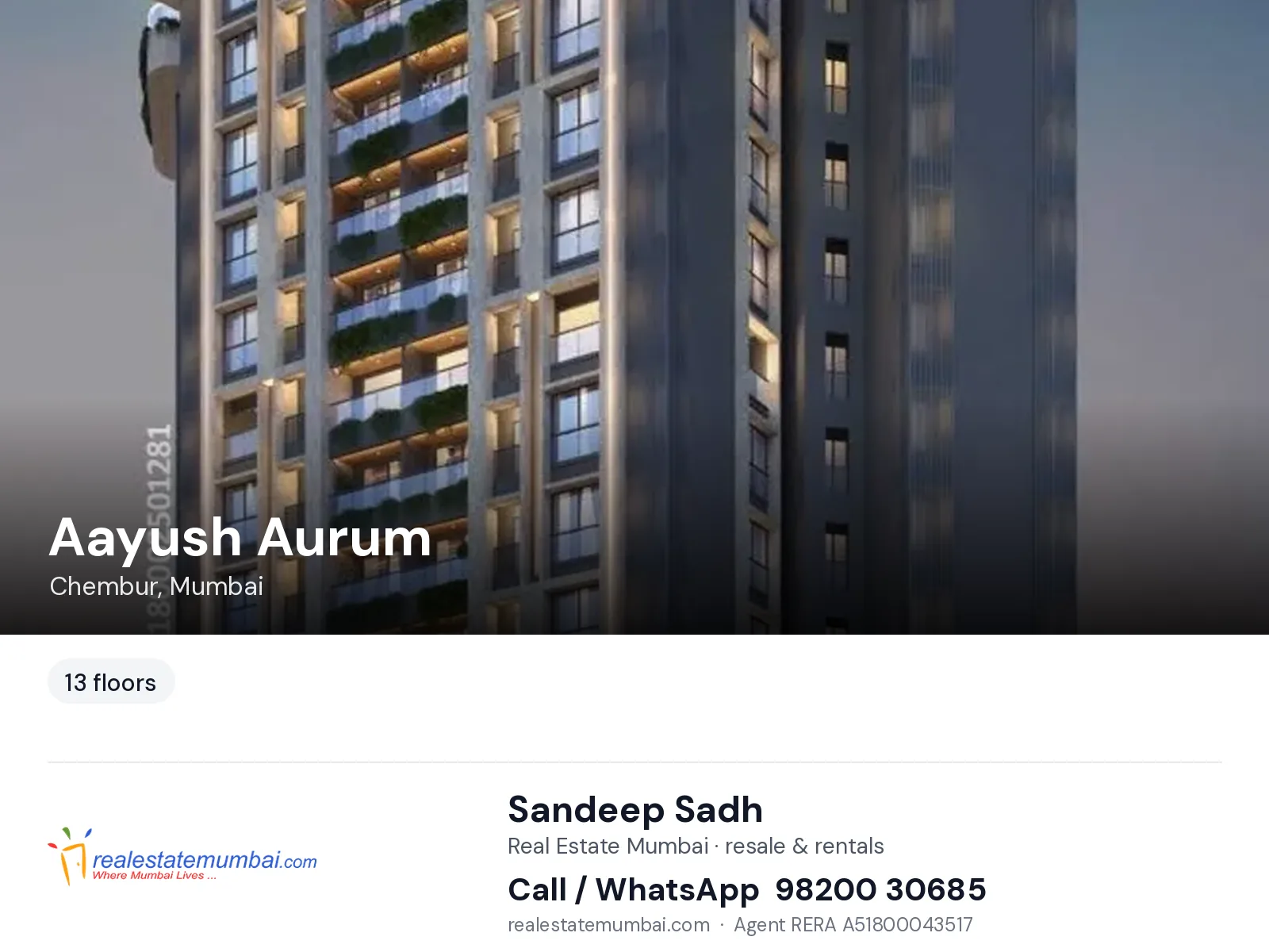Aayush Aurum, Chembur, Mumbai — flats | Real Estate Mumbai, Sandeep Sadh 98200 30685