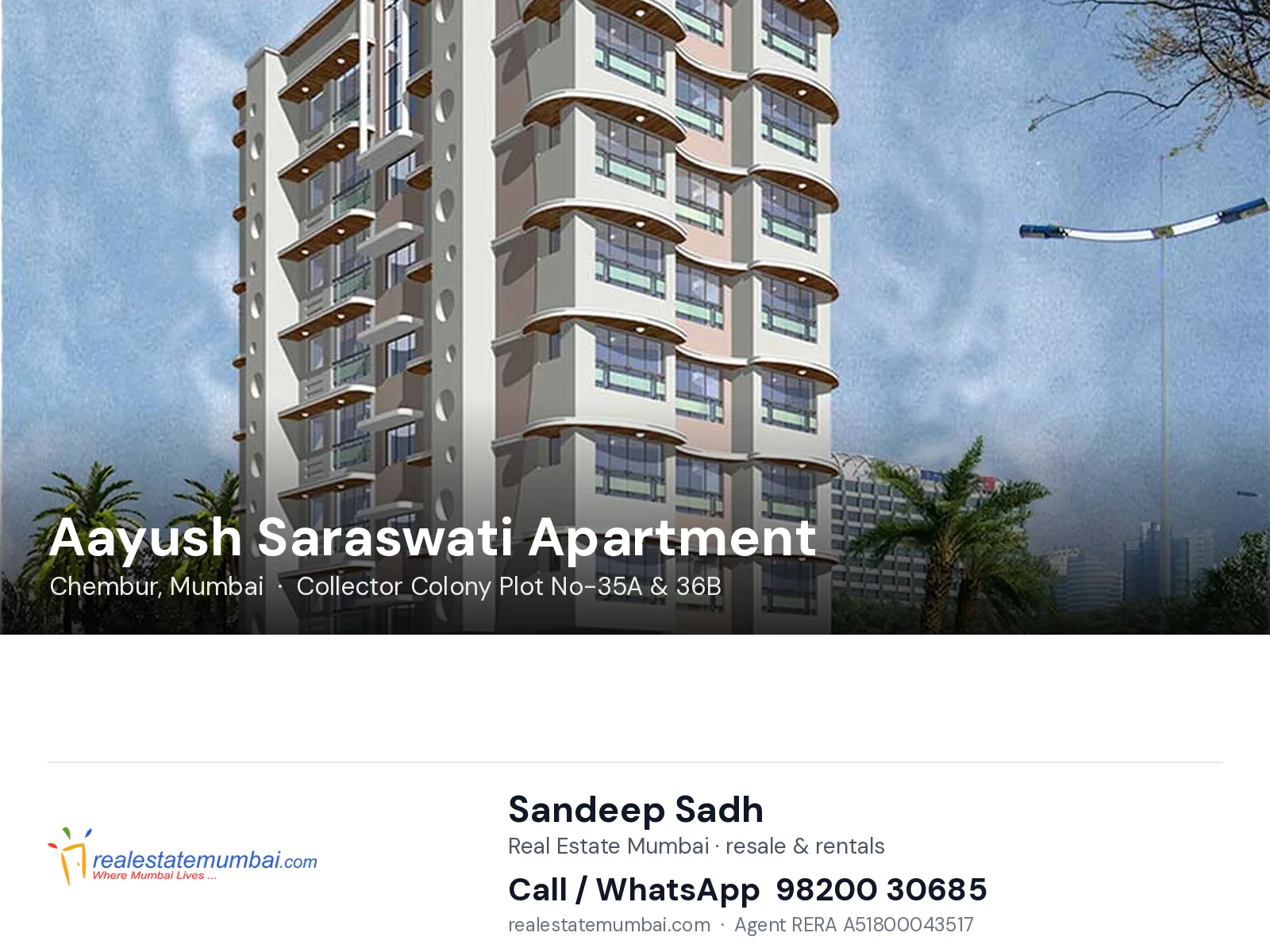 Aayush Saraswati Apartment, Chembur, Mumbai — flats | Real Estate Mumbai, Sandeep Sadh 98200 30685