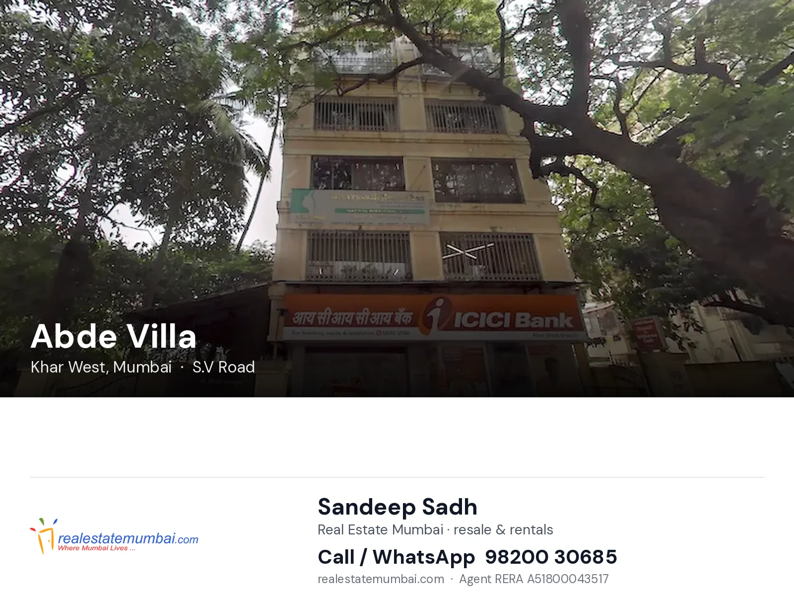 Abde Villa, Khar West, Mumbai — flats | Real Estate Mumbai, Sandeep Sadh 98200 30685