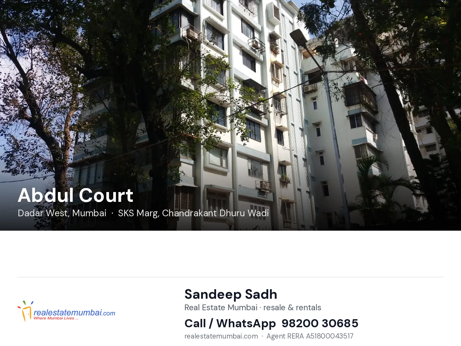 Abdul Court, Dadar West, Mumbai — flats | Real Estate Mumbai, Sandeep Sadh 98200 30685