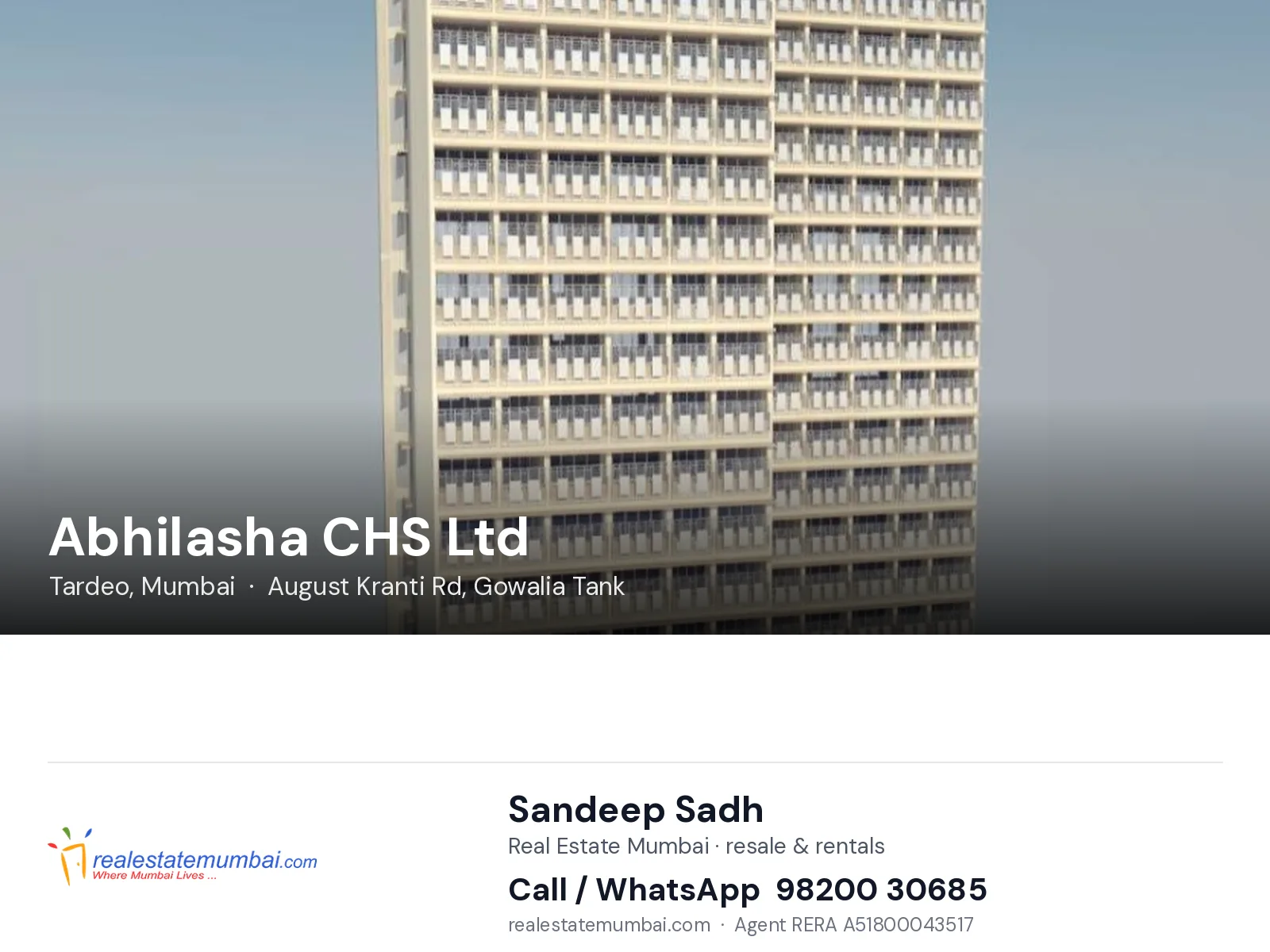 Abhilasha CHS Ltd, Tardeo, Mumbai — flats | Real Estate Mumbai, Sandeep Sadh 98200 30685