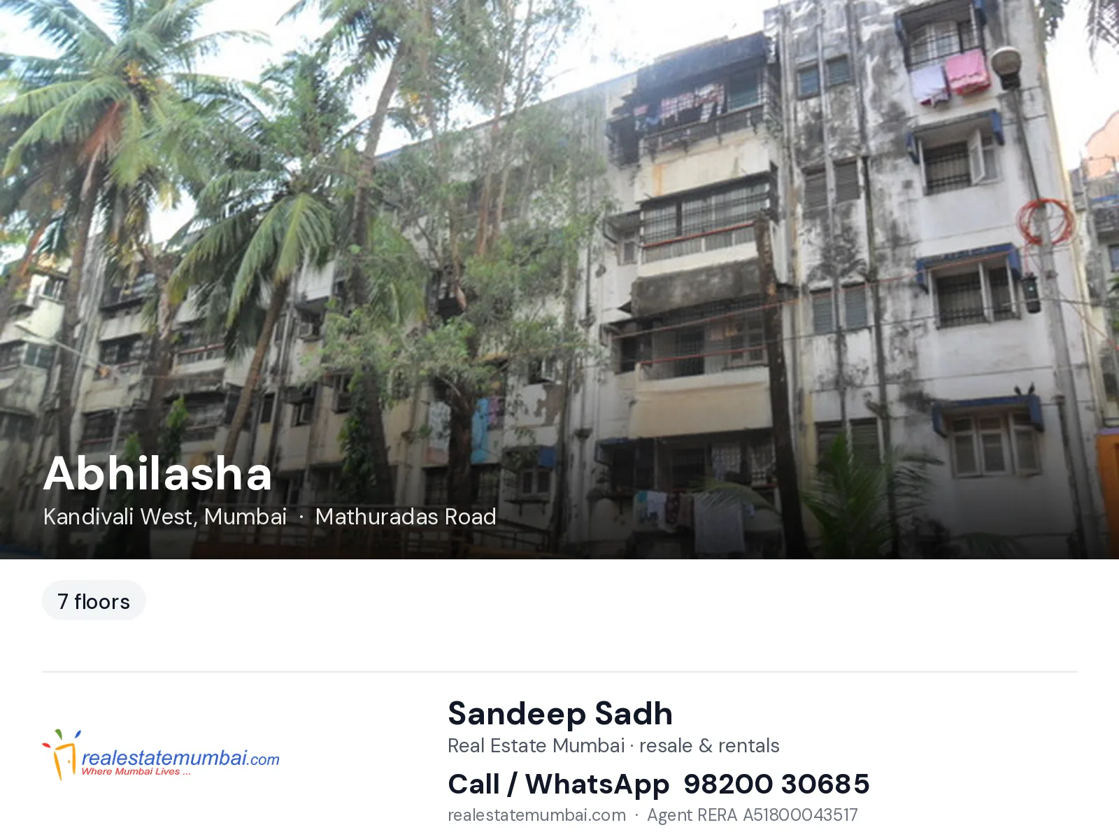 Abhilasha, Kandivali West, Mumbai — flats | Real Estate Mumbai, Sandeep Sadh 98200 30685