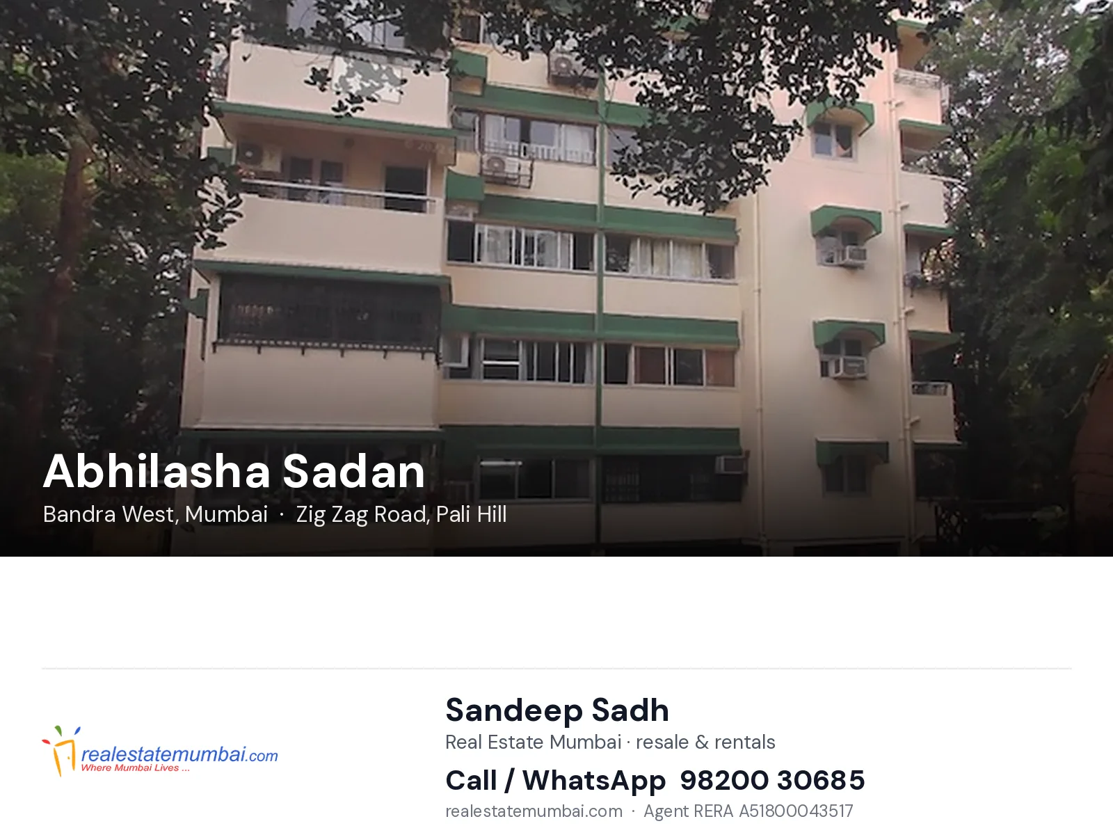 Abhilasha Sadan, Bandra West, Mumbai — flats | Real Estate Mumbai, Sandeep Sadh 98200 30685