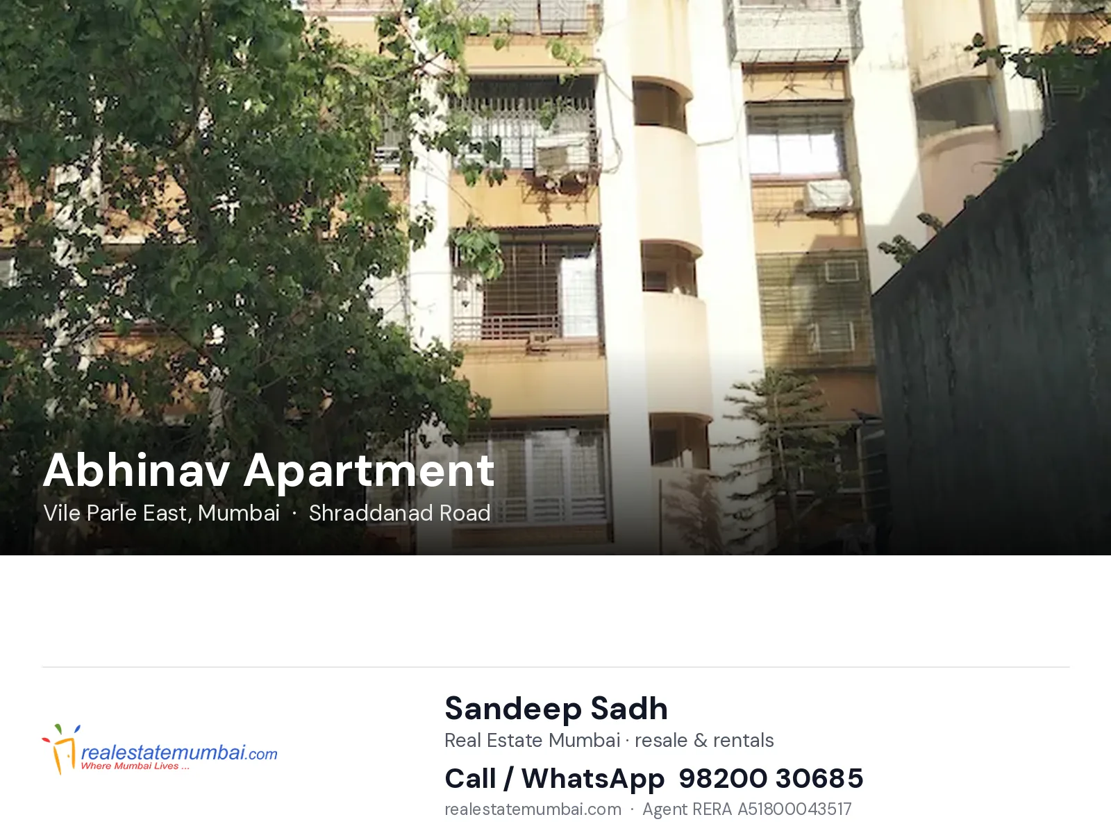 Abhinav Apartment, Vile Parle East, Mumbai — flats | Real Estate Mumbai, Sandeep Sadh 98200 30685